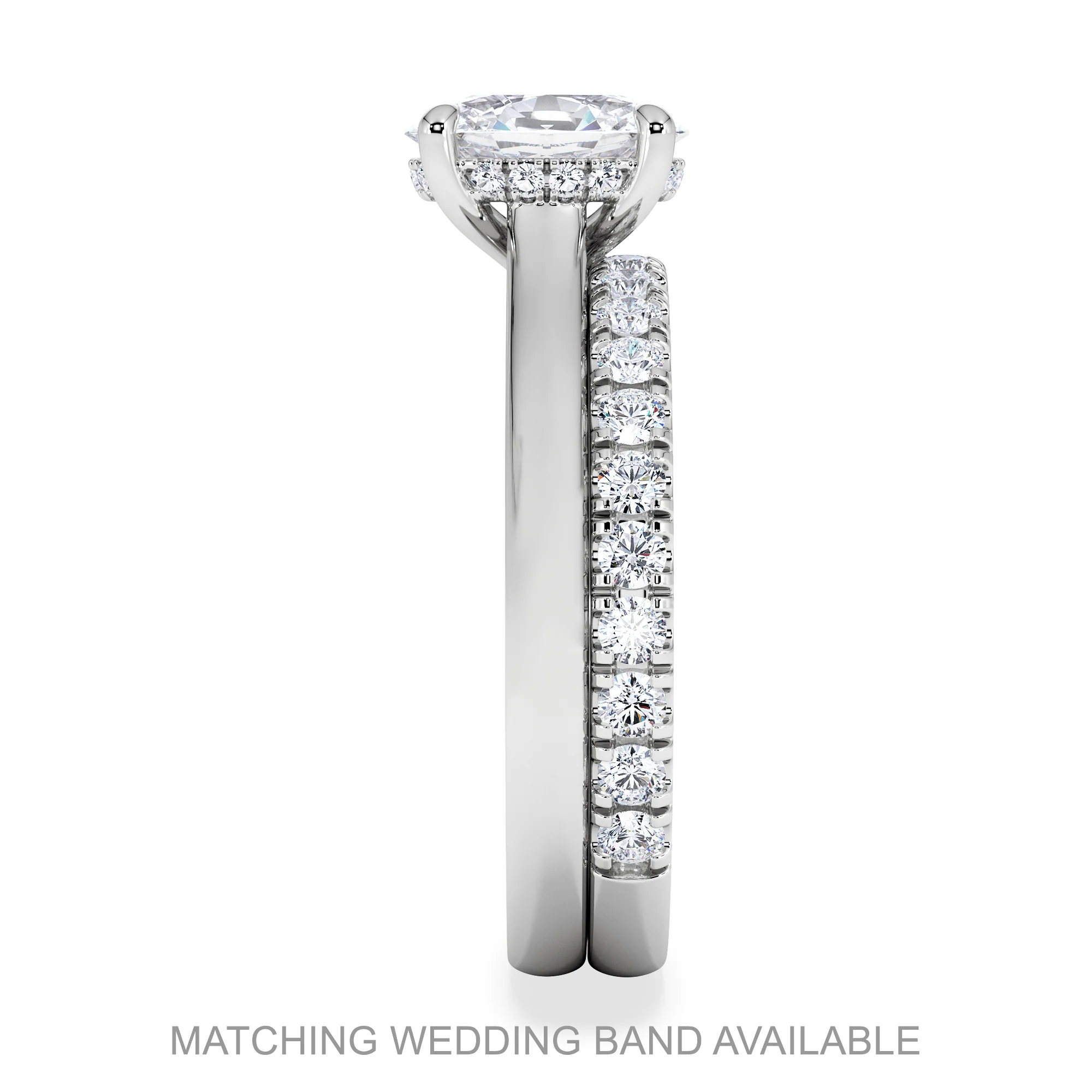 Amora Oval 1.00ct Hidden Halo Lab Diamond Engagement Ring F/VS1 Set in Platinum - Image 8