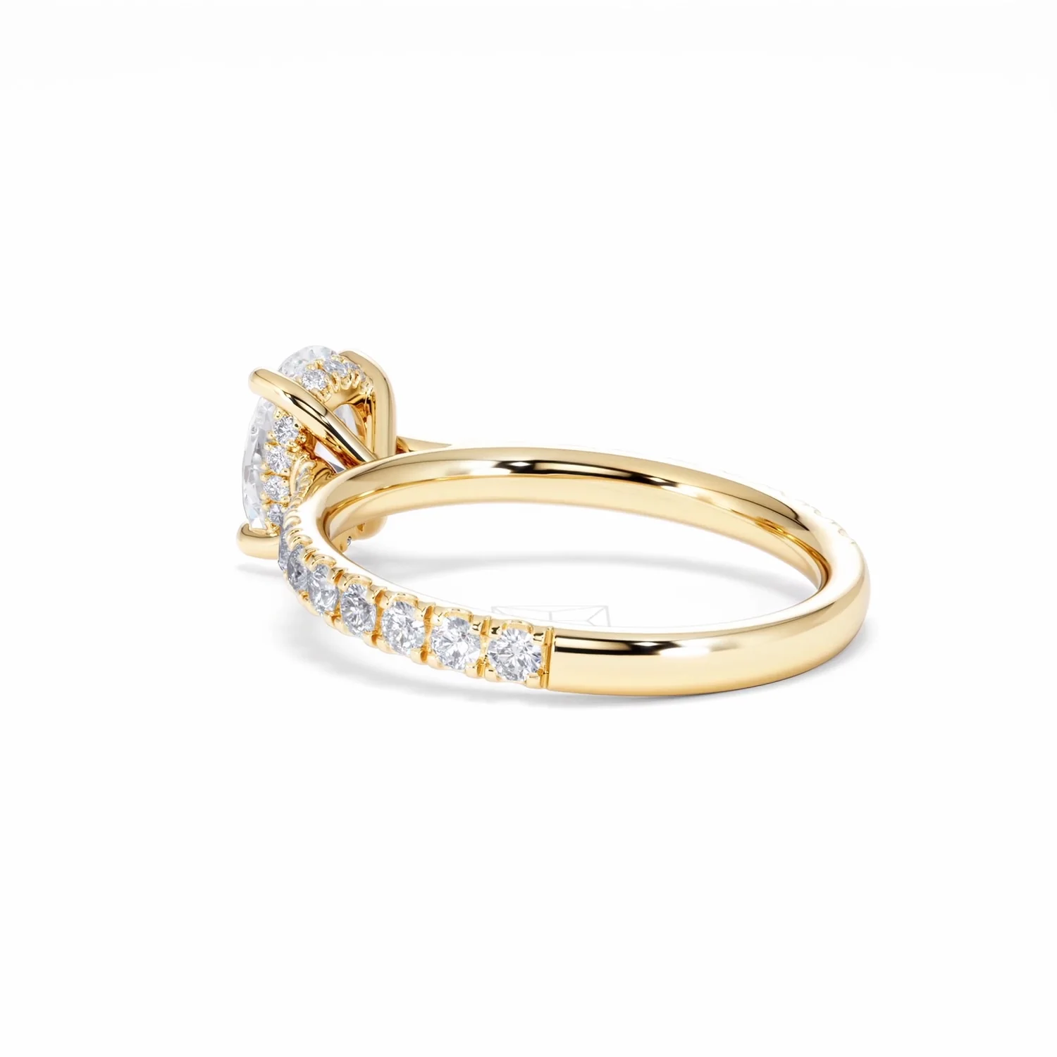 Amora Oval 1.00ct Hidden Halo Lab Diamond Engagement Ring With Side Stones Set in 18K Gold - Image 60