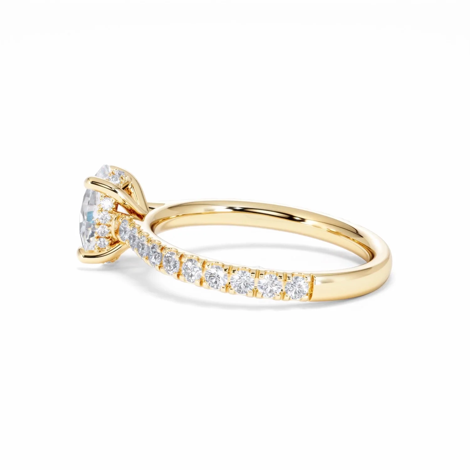 Amora Oval 1.00ct Hidden Halo Lab Diamond Engagement Ring With Side Stones Set in 18K Gold - Image 66