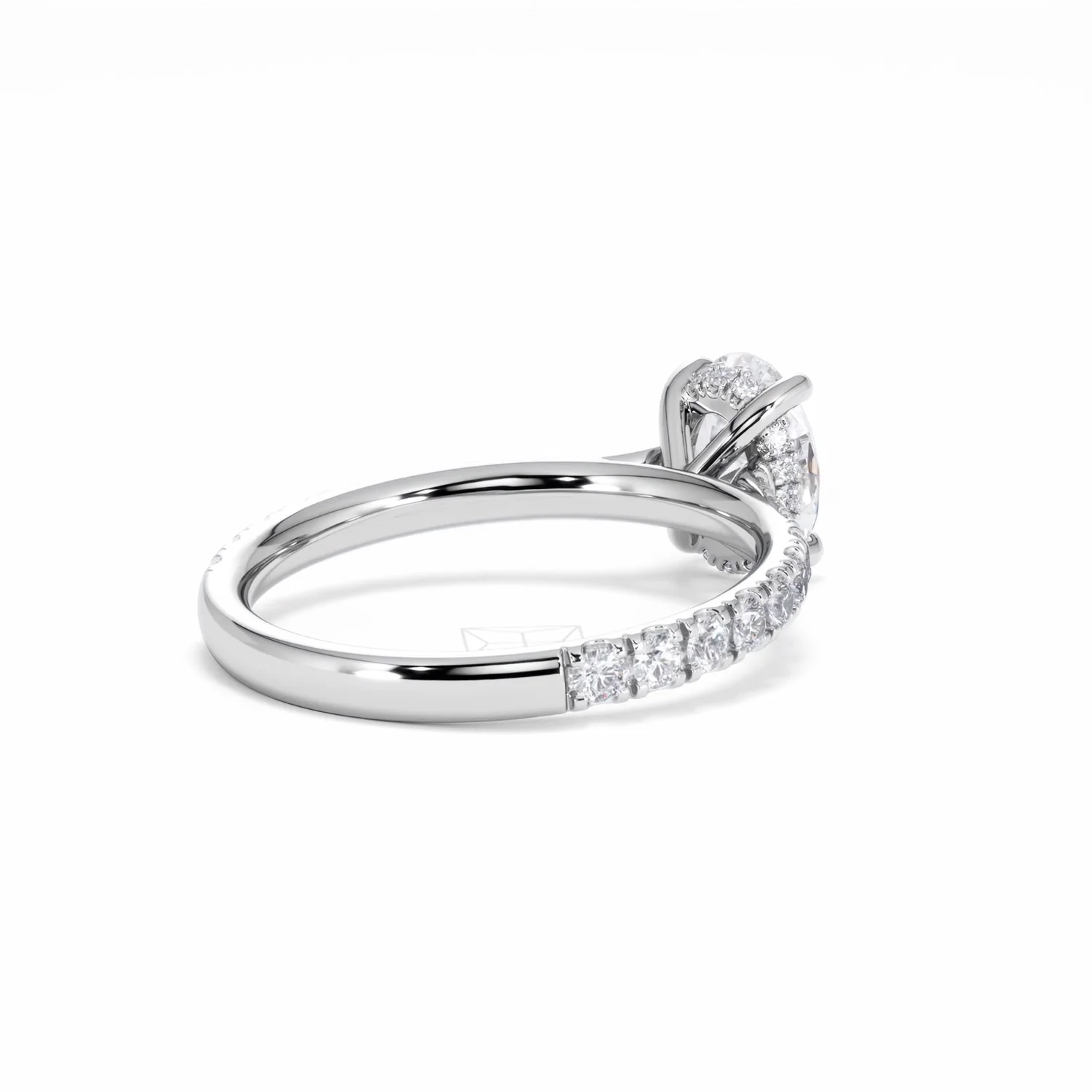 Amora Oval 1.00ct Hidden Halo Lab Diamond Engagement Ring With Side Stones Set in 18K White Gold - Image 41
