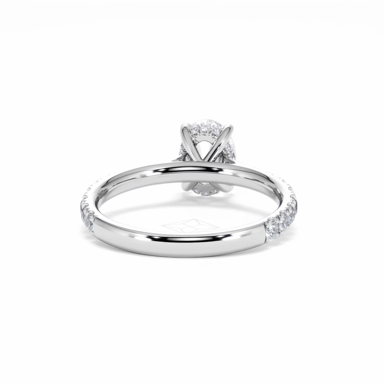 Amora Oval 1.00ct Hidden Halo Lab Diamond Engagement Ring With Side Stones Set in 18K White Gold - Image 48