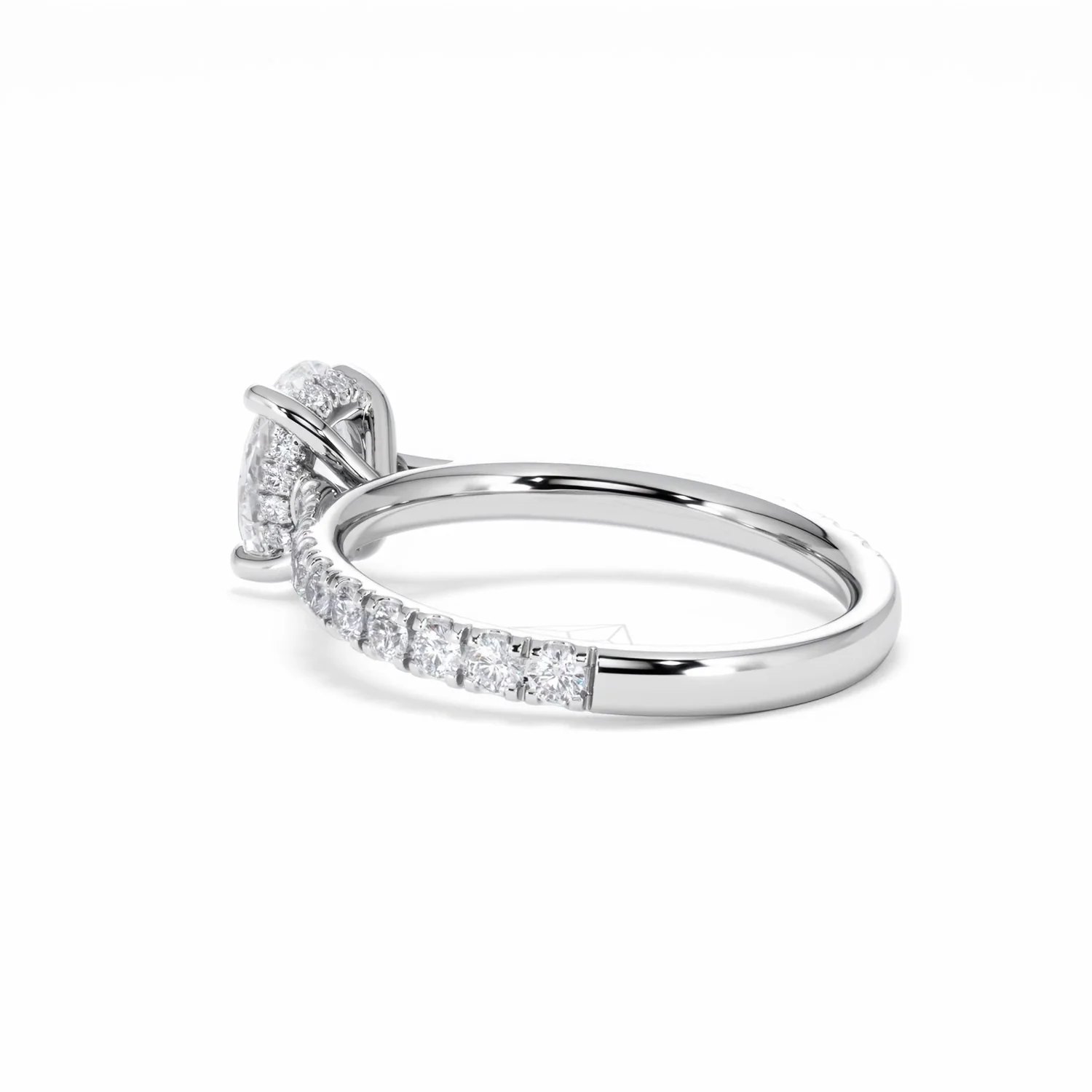 Amora Oval 1.00ct Hidden Halo Lab Diamond Engagement Ring With Side Stones Set in 18K White Gold - Image 61