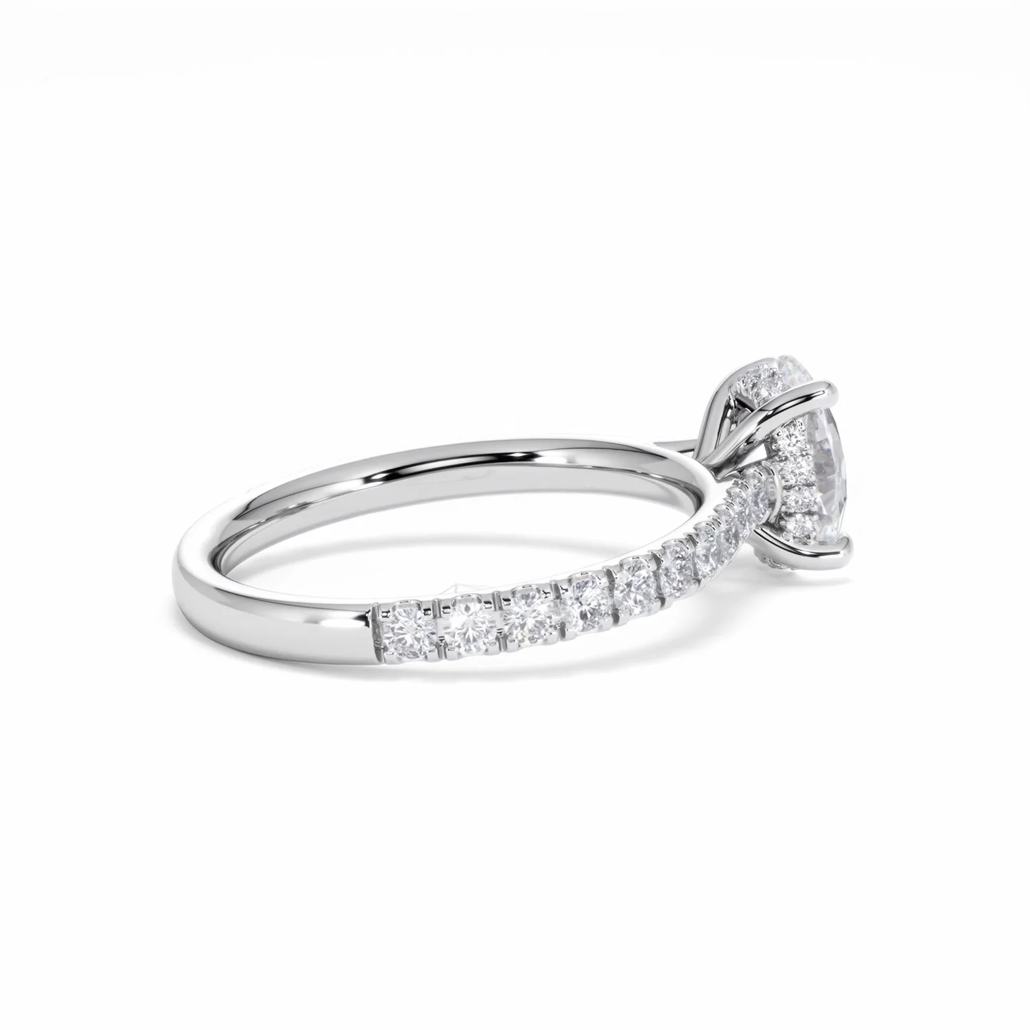 Amora Oval 1.00ct Hidden Halo Lab Diamond Engagement Ring With Side Stones Set in Platinum - Image 35