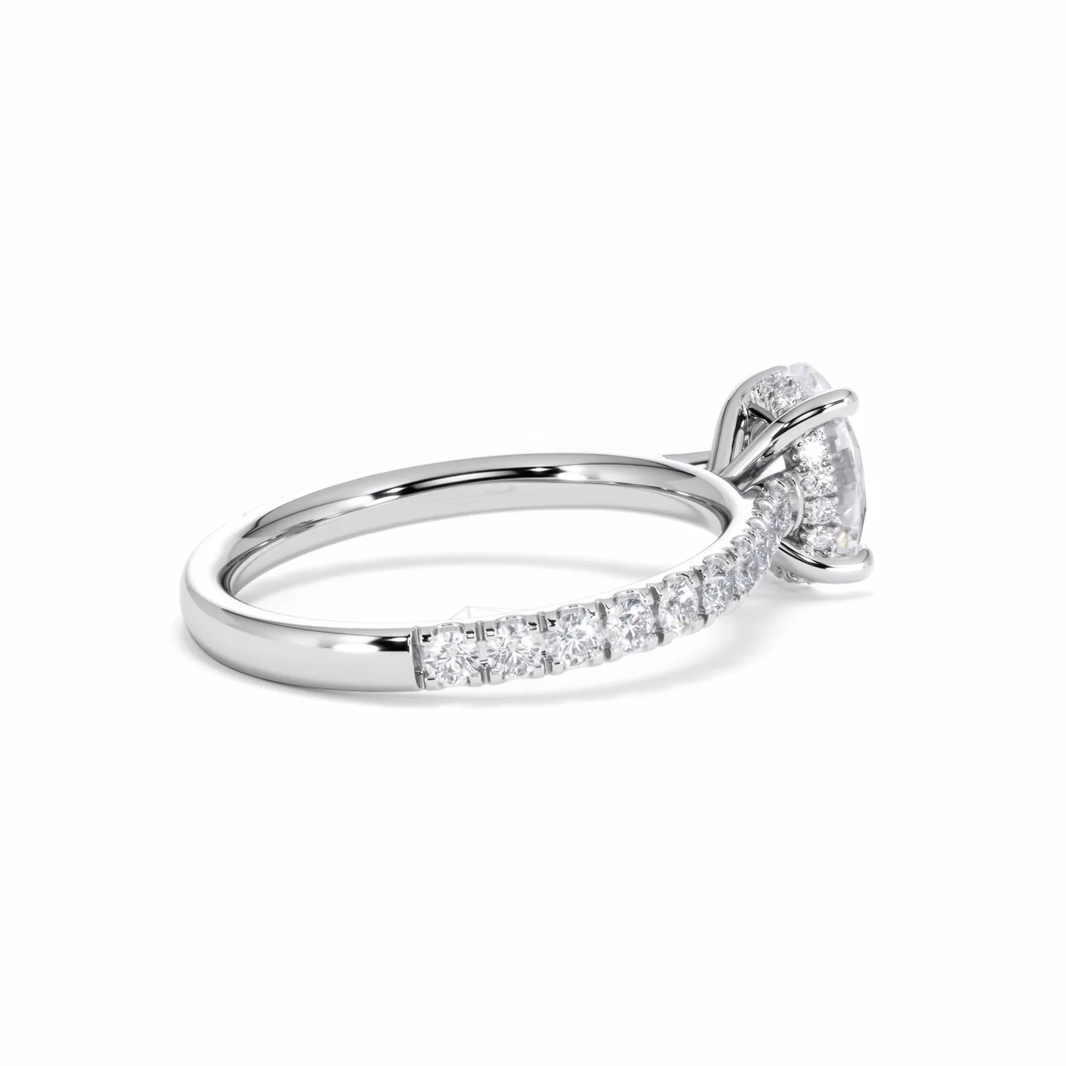 Amora Oval 1.00ct Hidden Halo Lab Diamond Engagement Ring With Side Stones Set in Platinum - Image 36