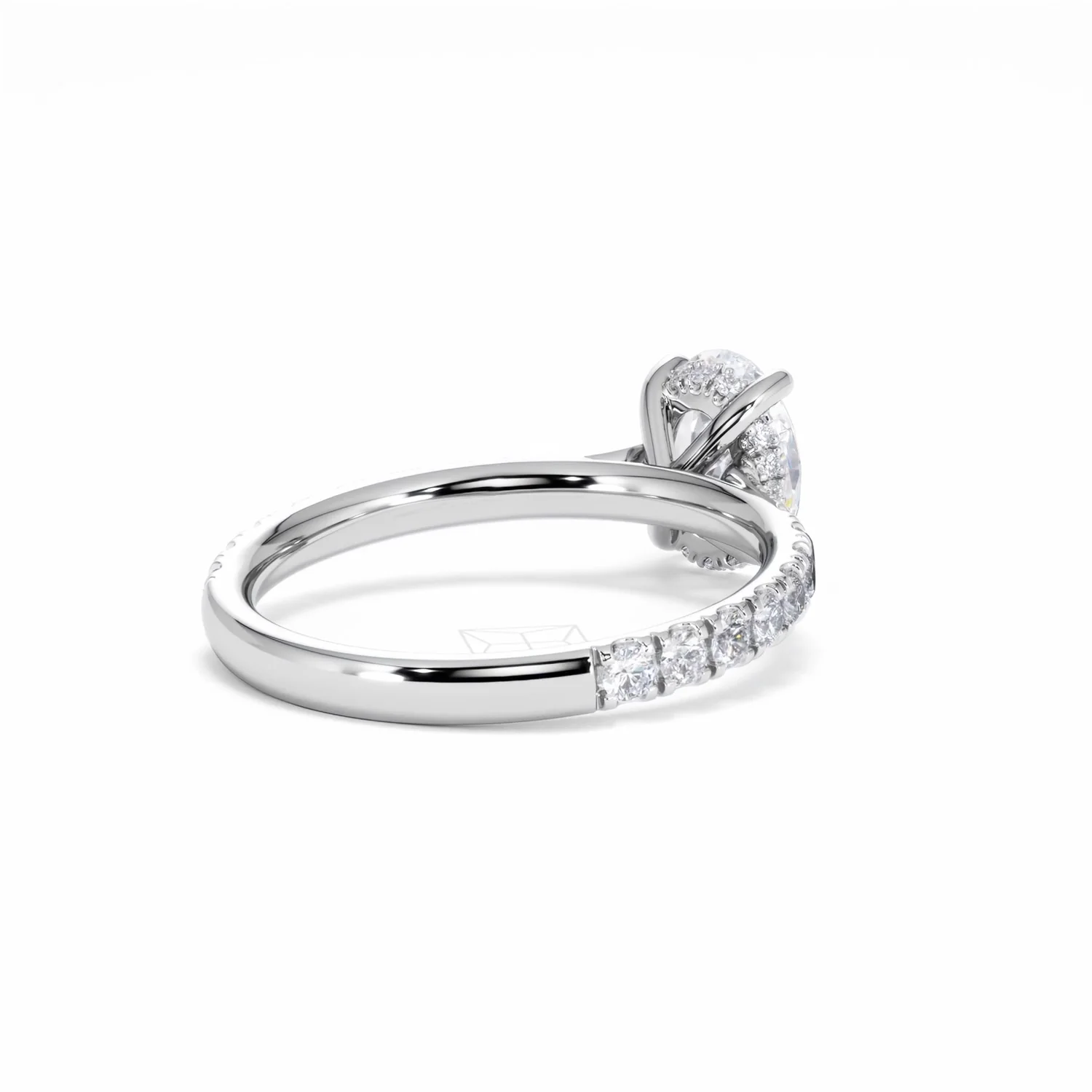 Amora Oval 1.00ct Hidden Halo Lab Diamond Engagement Ring With Side Stones Set in Platinum - Image 42