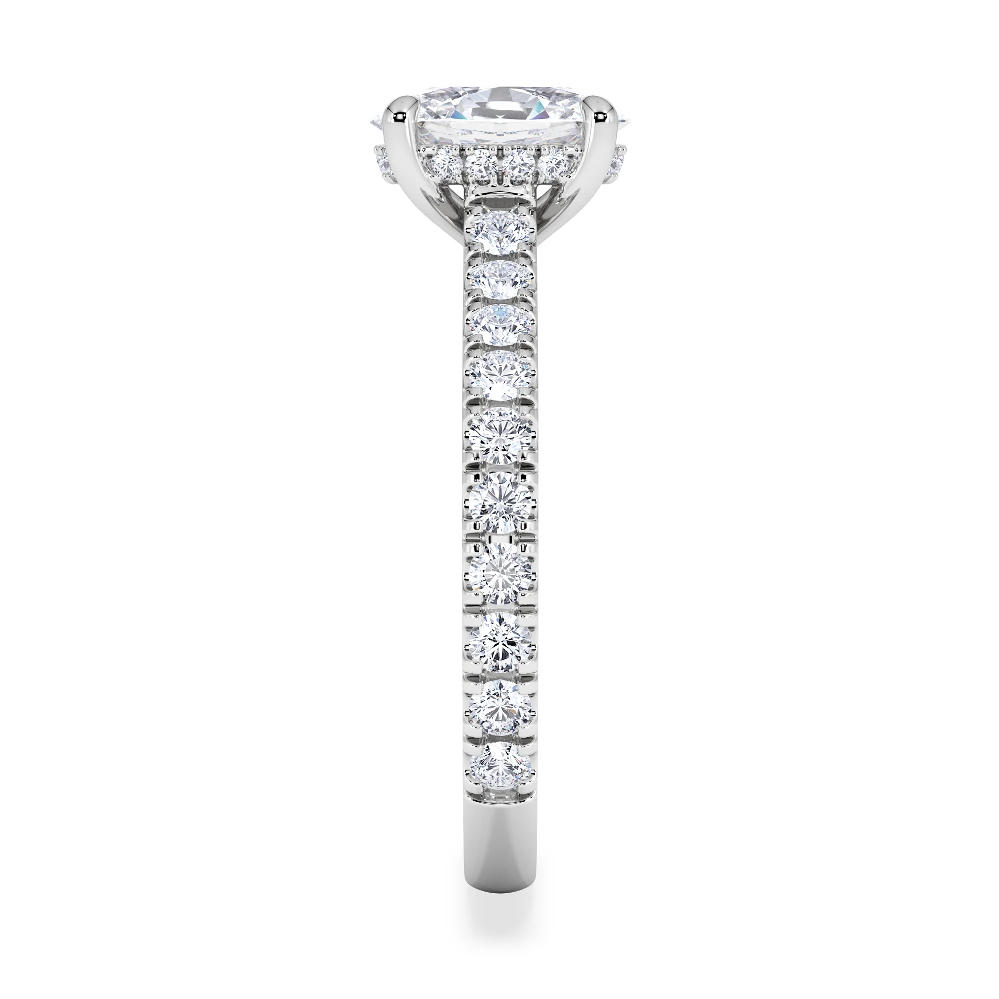 Amora Oval 1.00ct Hidden Halo Lab Diamond Engagement Ring With Side Stones Set in Platinum - Image 5