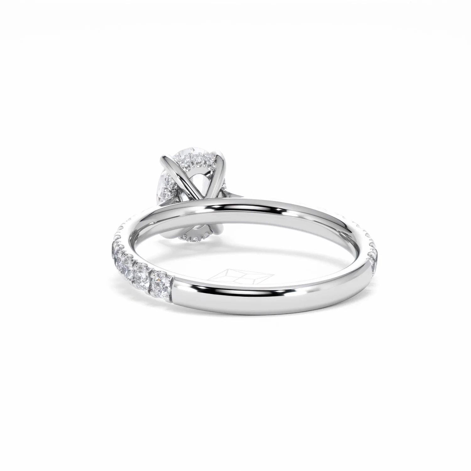 Amora Oval 1.00ct Hidden Halo Lab Diamond Engagement Ring With Side Stones Set in Platinum - Image 54