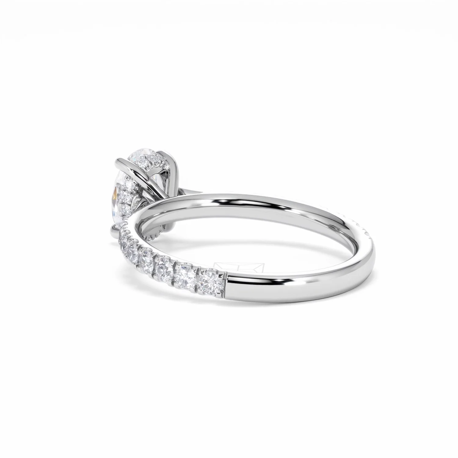 Amora Oval 1.00ct Hidden Halo Lab Diamond Engagement Ring With Side Stones Set in Platinum - Image 59