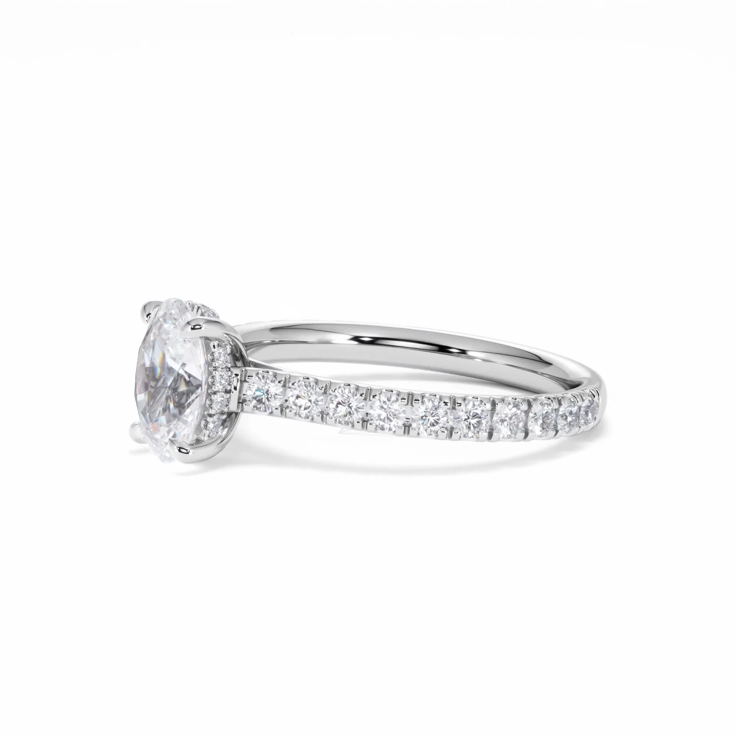 Amora Oval 1.00ct Hidden Halo Lab Diamond Engagement Ring With Side Stones Set in Platinum - Image 77