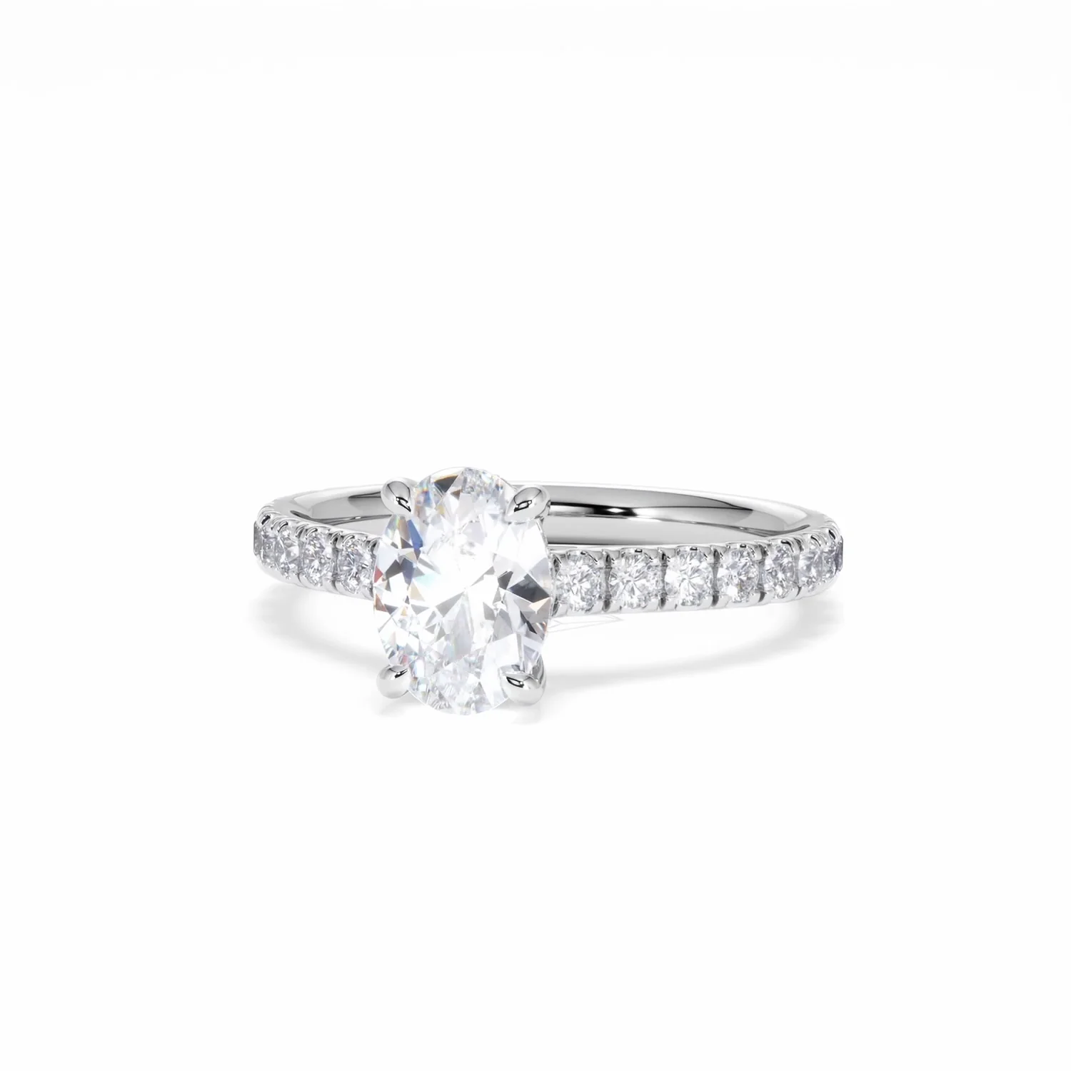 Amora Oval 1.00ct Hidden Halo Lab Diamond Engagement Ring With Side Stones Set in Platinum - Image 87