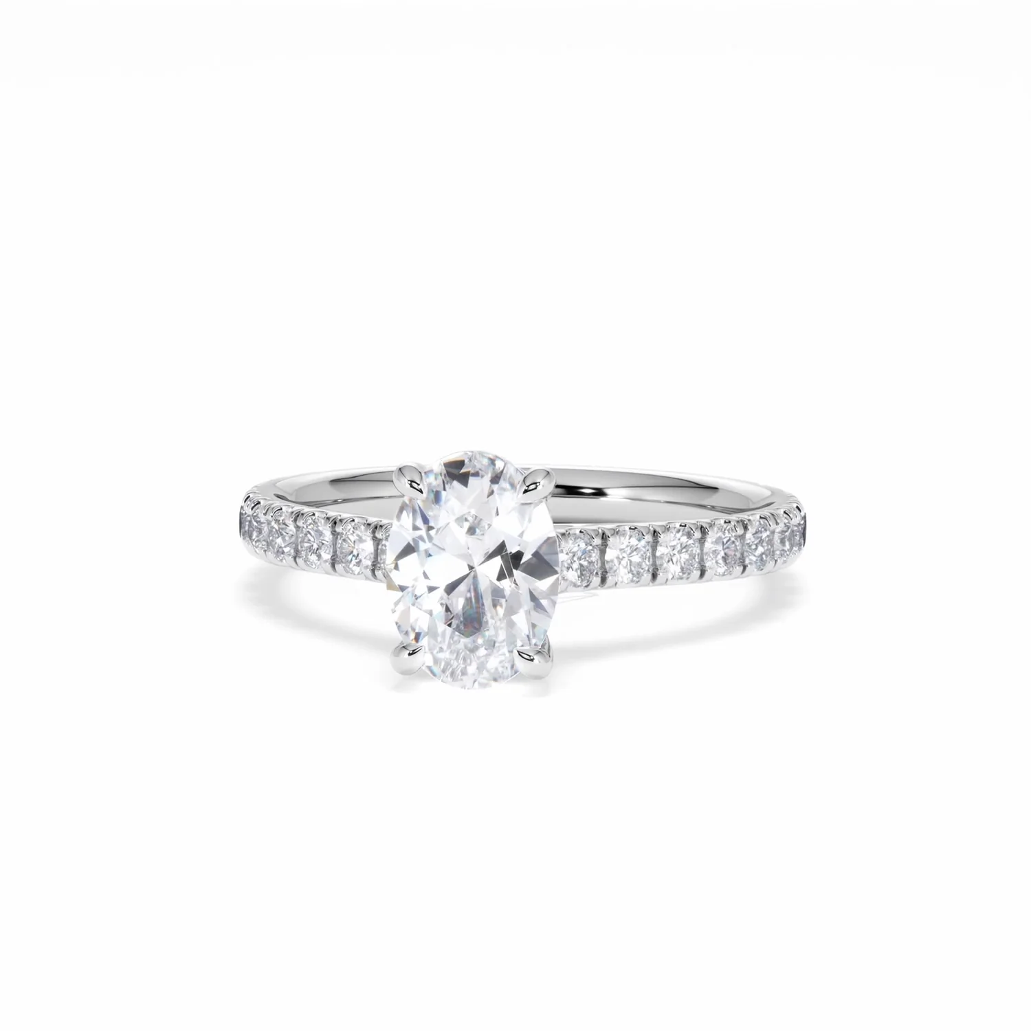 Amora Oval 1.00ct Hidden Halo Lab Diamond Engagement Ring With Side Stones Set in Platinum - Image 88