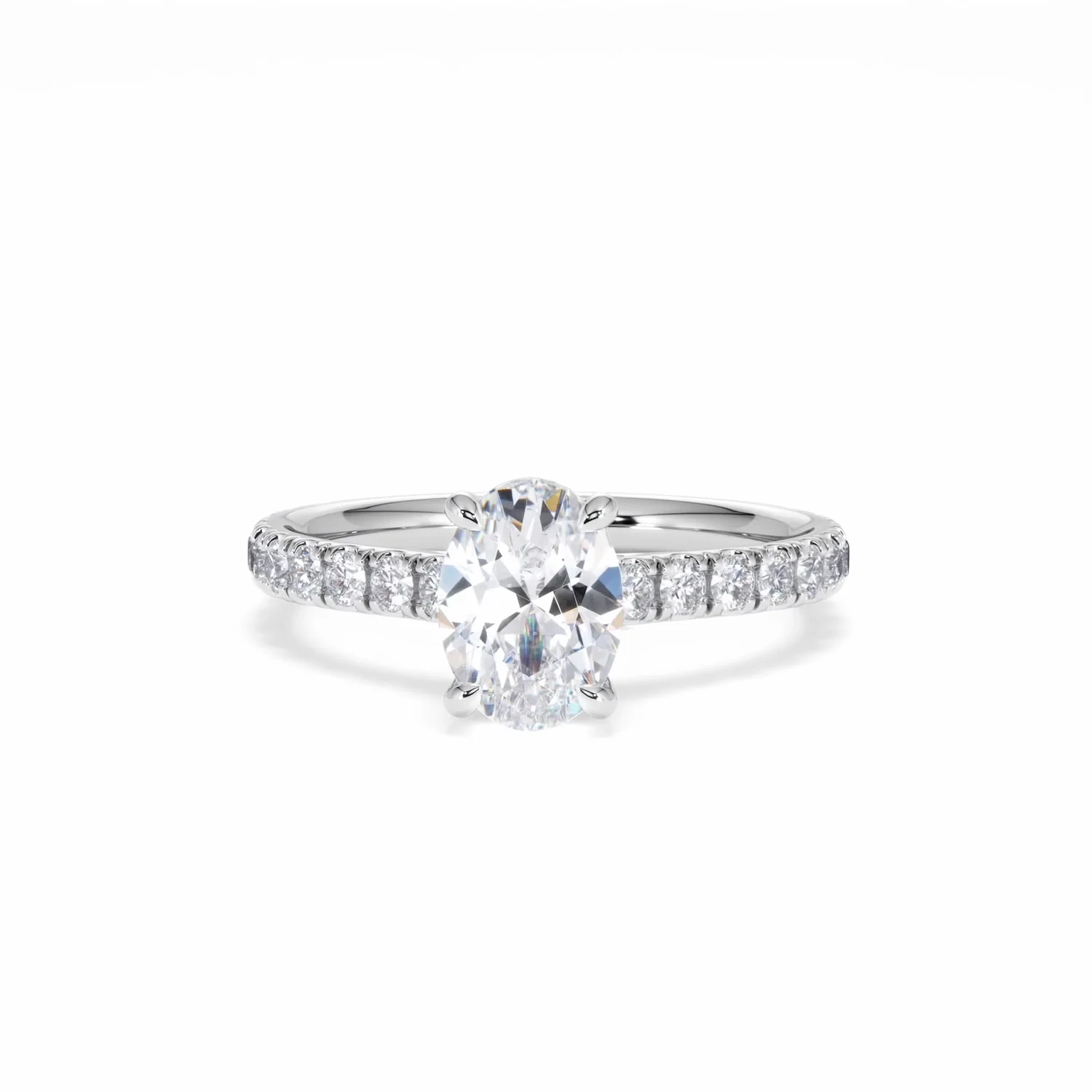Amora Oval 1.00ct Hidden Halo Lab Diamond Engagement Ring With Side Stones Set in Platinum - Image 89