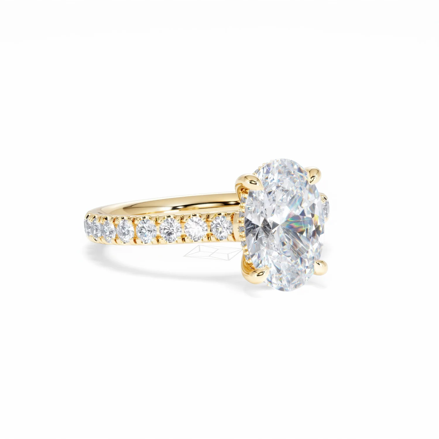 Amora Oval 2.00ct Hidden Halo Lab Diamond Engagement Ring With Side Stones Set in 18K Gold - Image 16