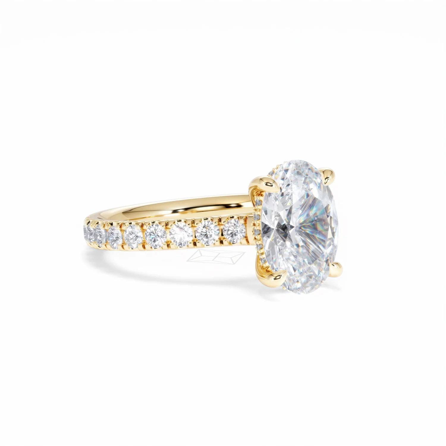 Amora Oval 2.00ct Hidden Halo Lab Diamond Engagement Ring With Side Stones Set in 18K Gold - Image 17