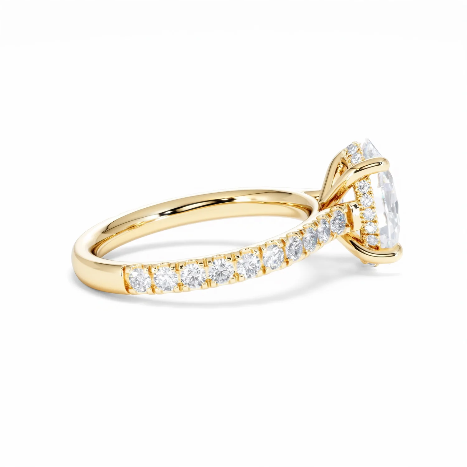 Amora Oval 2.00ct Hidden Halo Lab Diamond Engagement Ring With Side Stones Set in 18K Gold - Image 32