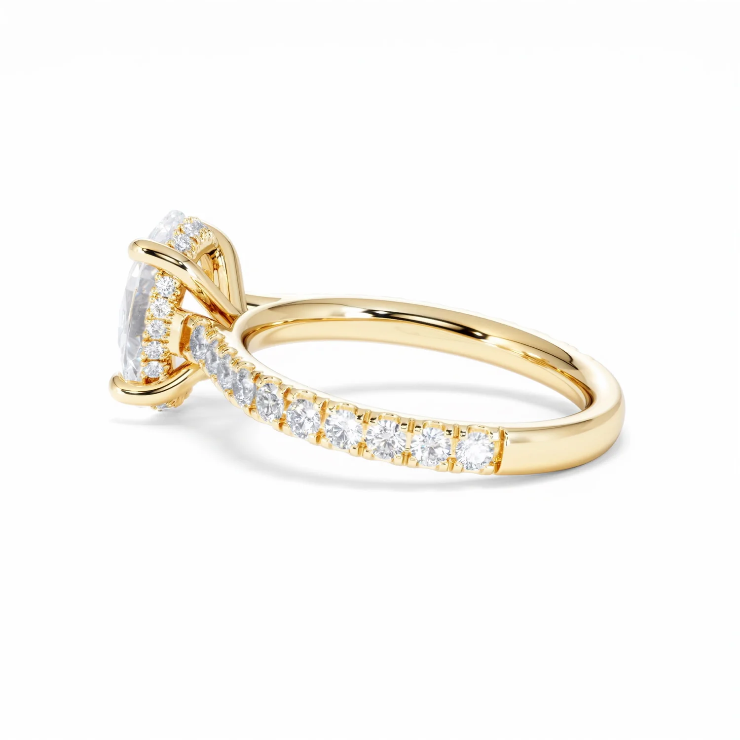 Amora Oval 2.00ct Hidden Halo Lab Diamond Engagement Ring With Side Stones Set in 18K Gold - Image 65