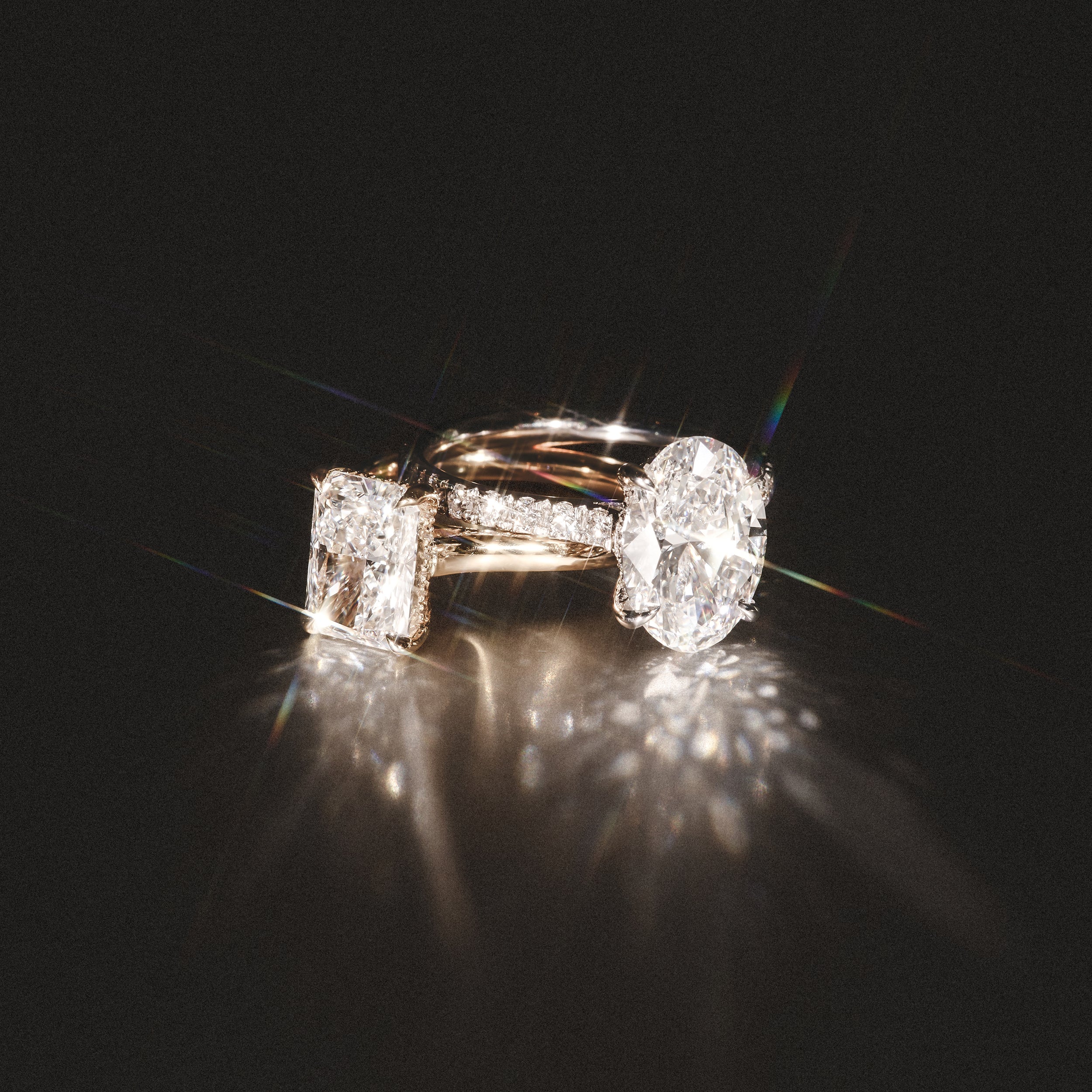 Amora Oval 2.00ct Hidden Halo Lab Diamond Engagement Ring With Side Stones Set in 18K Gold - Image 8