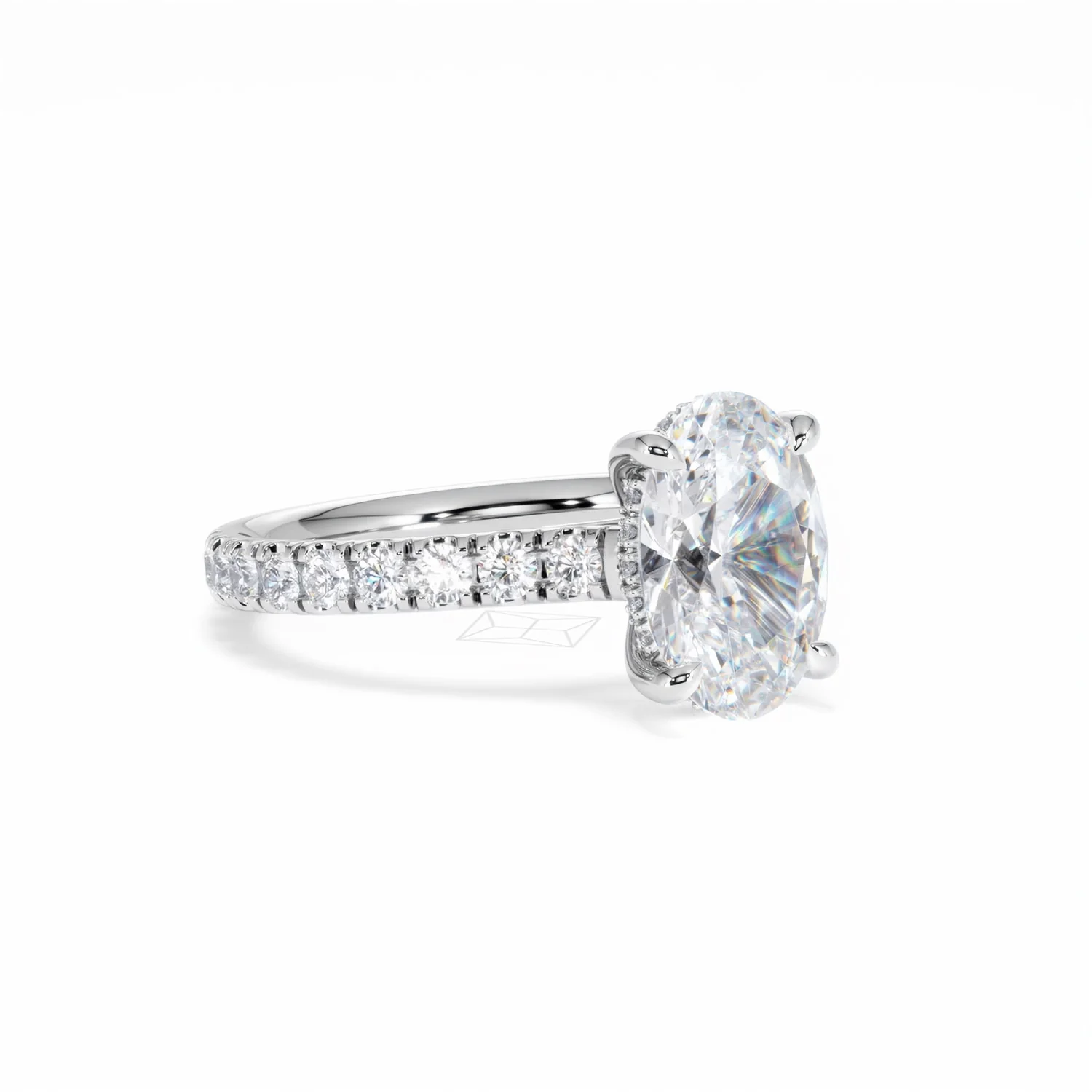 Amora Oval 2.00ct Hidden Halo Lab Diamond Engagement Ring With Side Stones Set in 18K White Gold - Image 15
