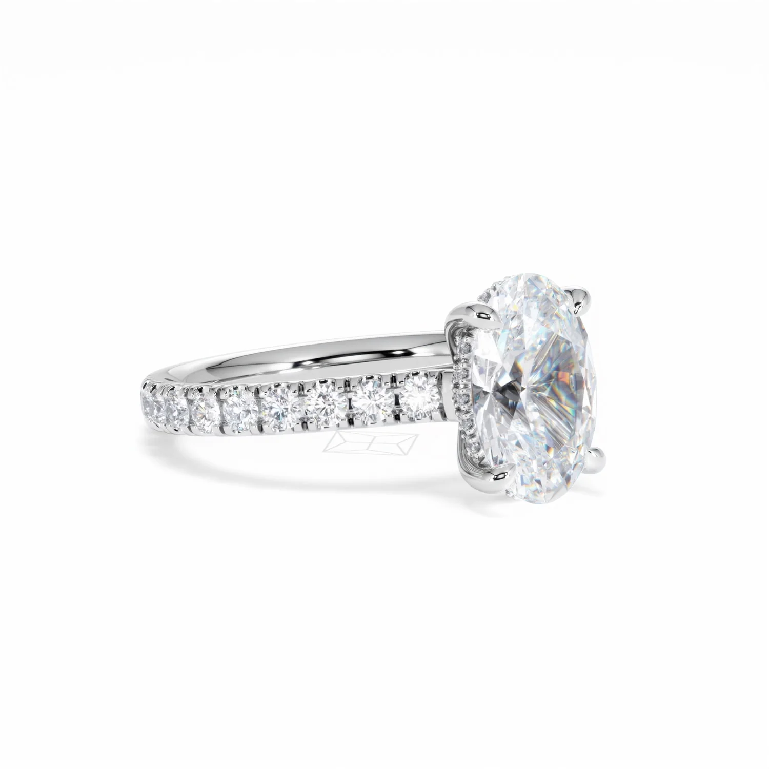 Amora Oval 2.00ct Hidden Halo Lab Diamond Engagement Ring With Side Stones Set in 18K White Gold - Image 16