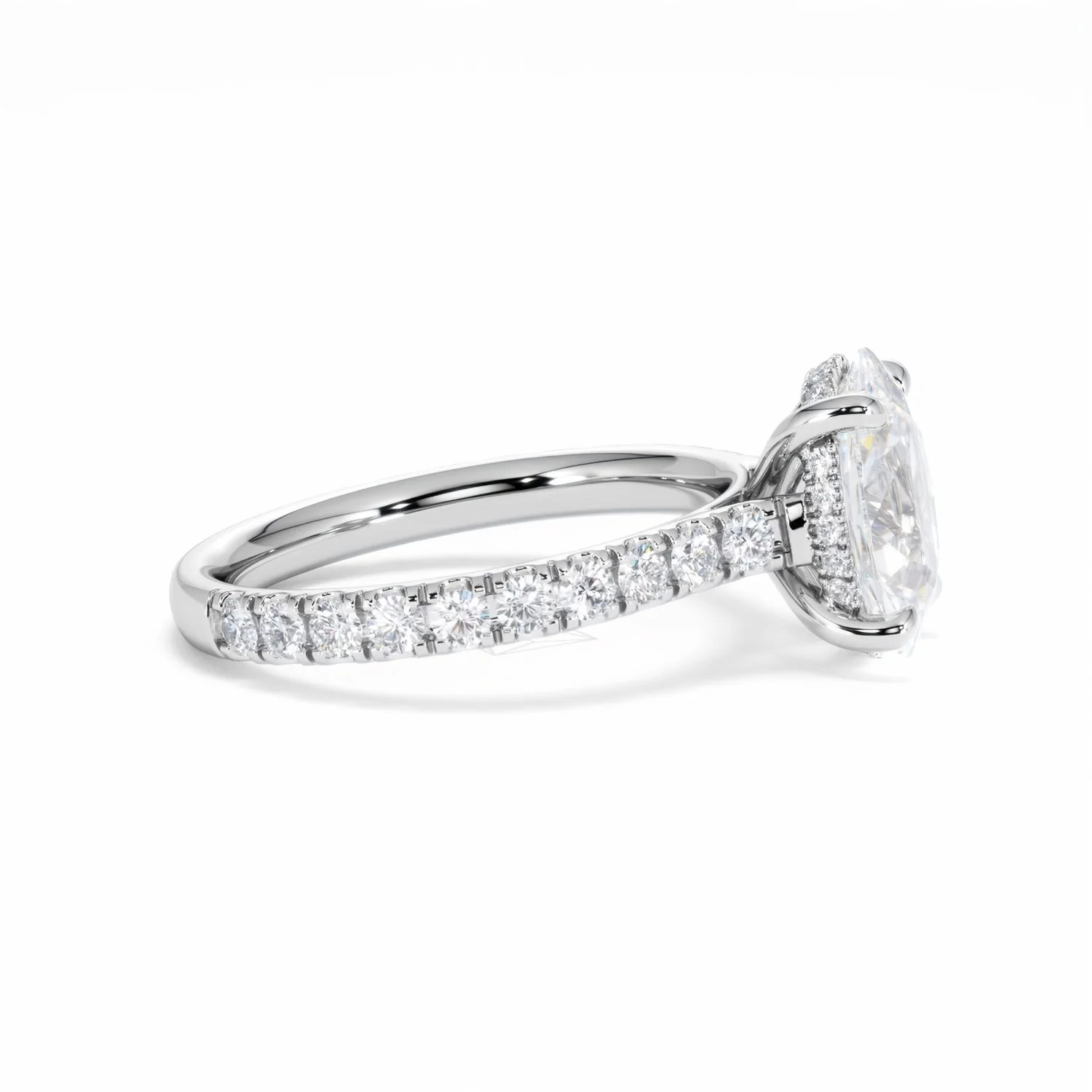 Amora Oval 2.00ct Hidden Halo Lab Diamond Engagement Ring With Side Stones Set in 18K White Gold - Image 25