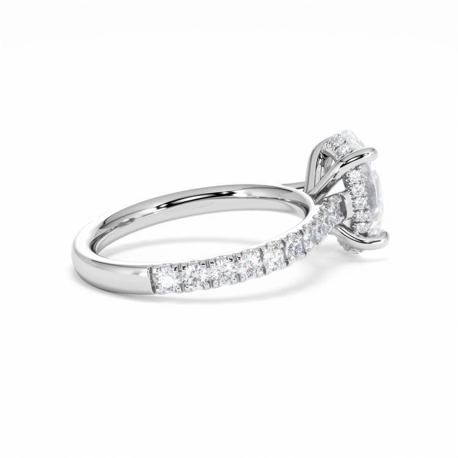 Amora Oval 2.00ct Hidden Halo Lab Diamond Engagement Ring With Side Stones Set in 18K White Gold - Image 33