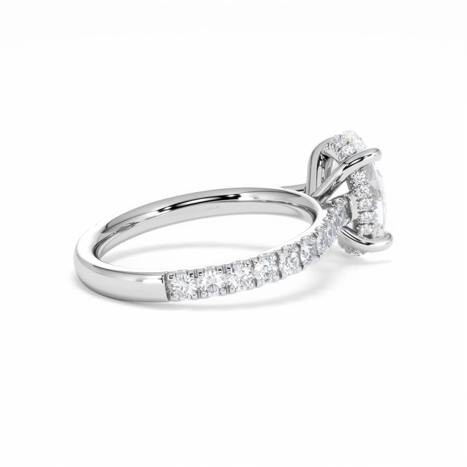 Amora Oval 2.00ct Hidden Halo Lab Diamond Engagement Ring With Side Stones Set in 18K White Gold - Image 34