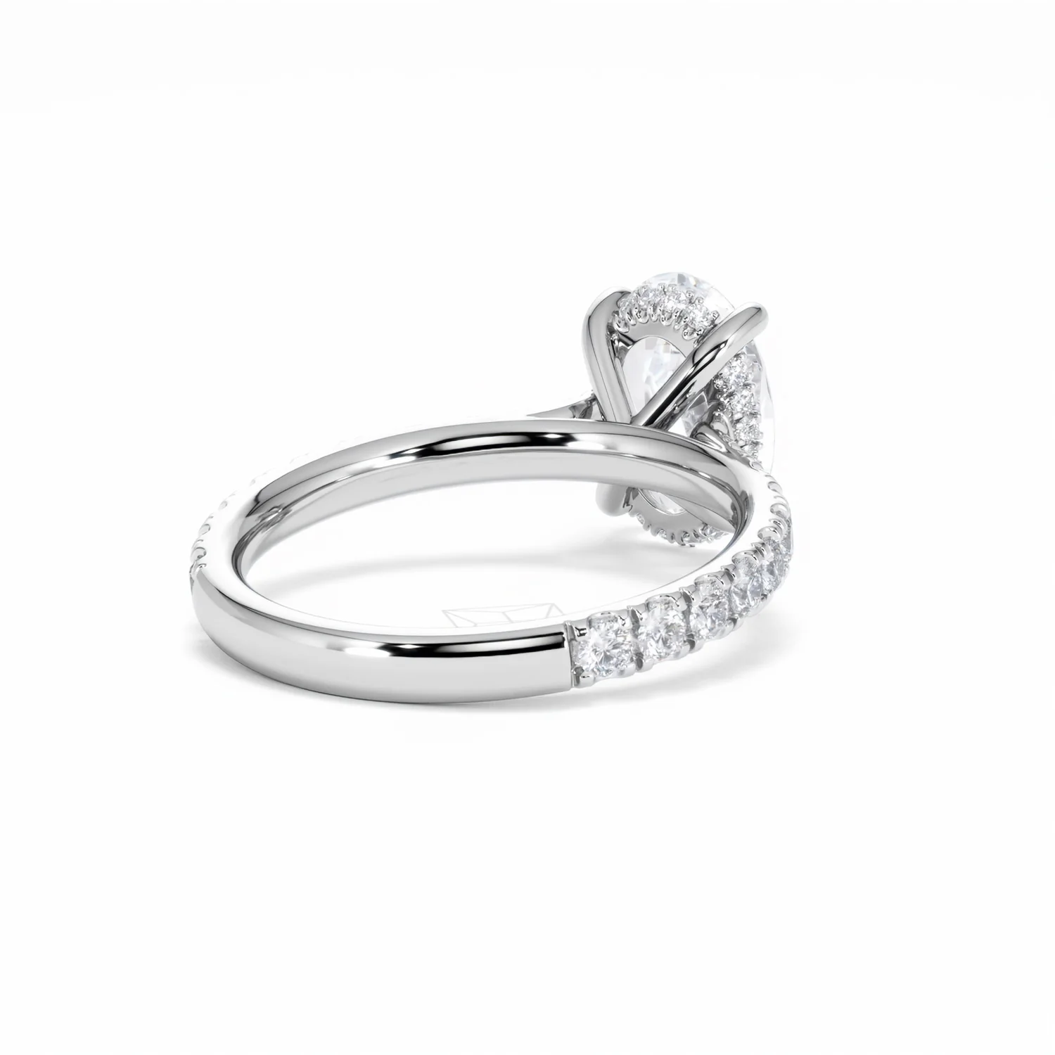 Amora Oval 2.00ct Hidden Halo Lab Diamond Engagement Ring With Side Stones Set in 18K White Gold - Image 41