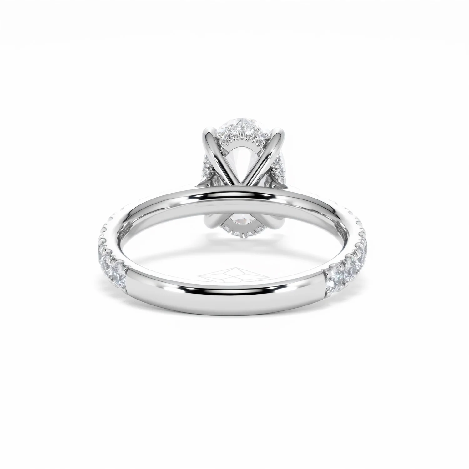 Amora Oval 2.00ct Hidden Halo Lab Diamond Engagement Ring With Side Stones Set in 18K White Gold - Image 47