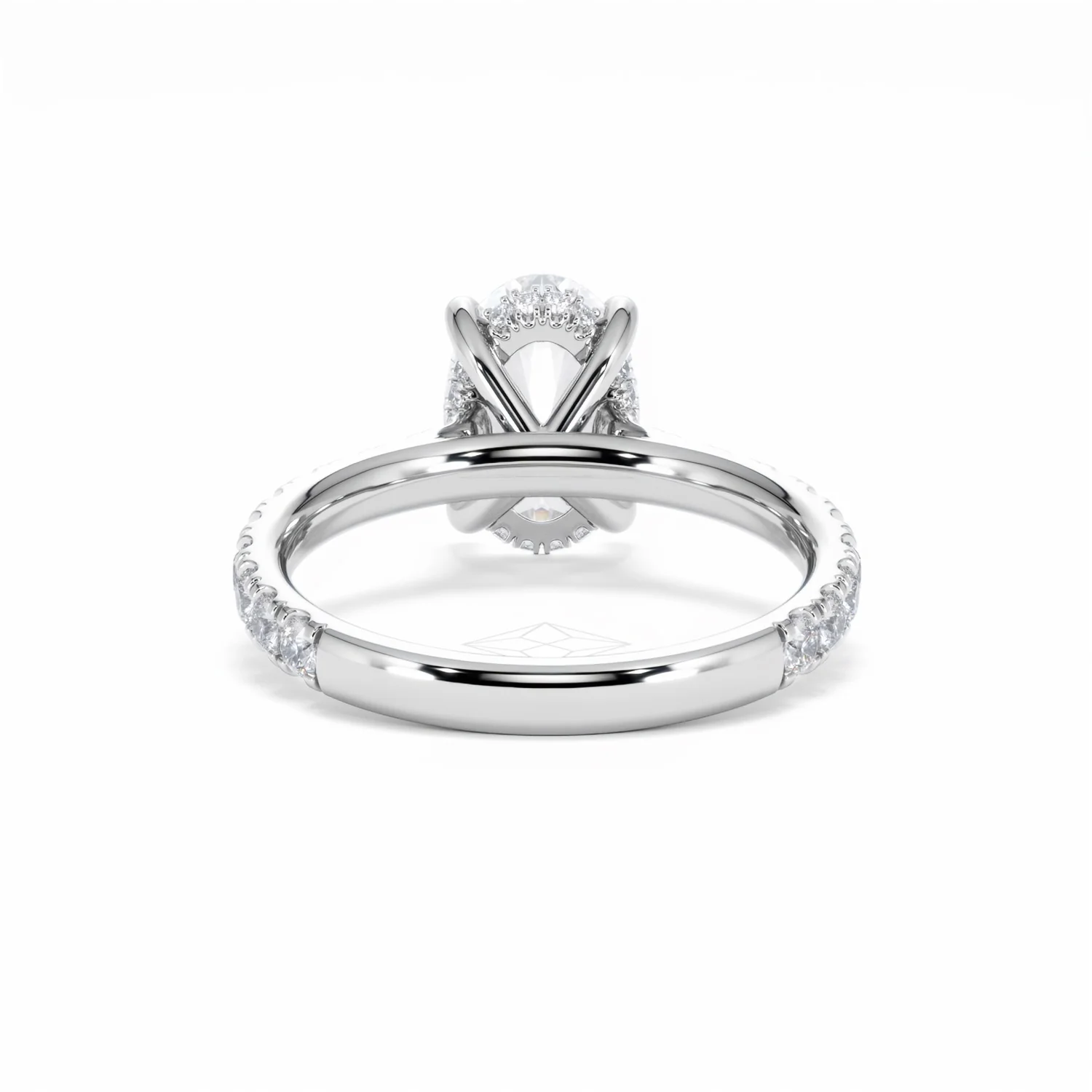 Amora Oval 2.00ct Hidden Halo Lab Diamond Engagement Ring With Side Stones Set in 18K White Gold - Image 48