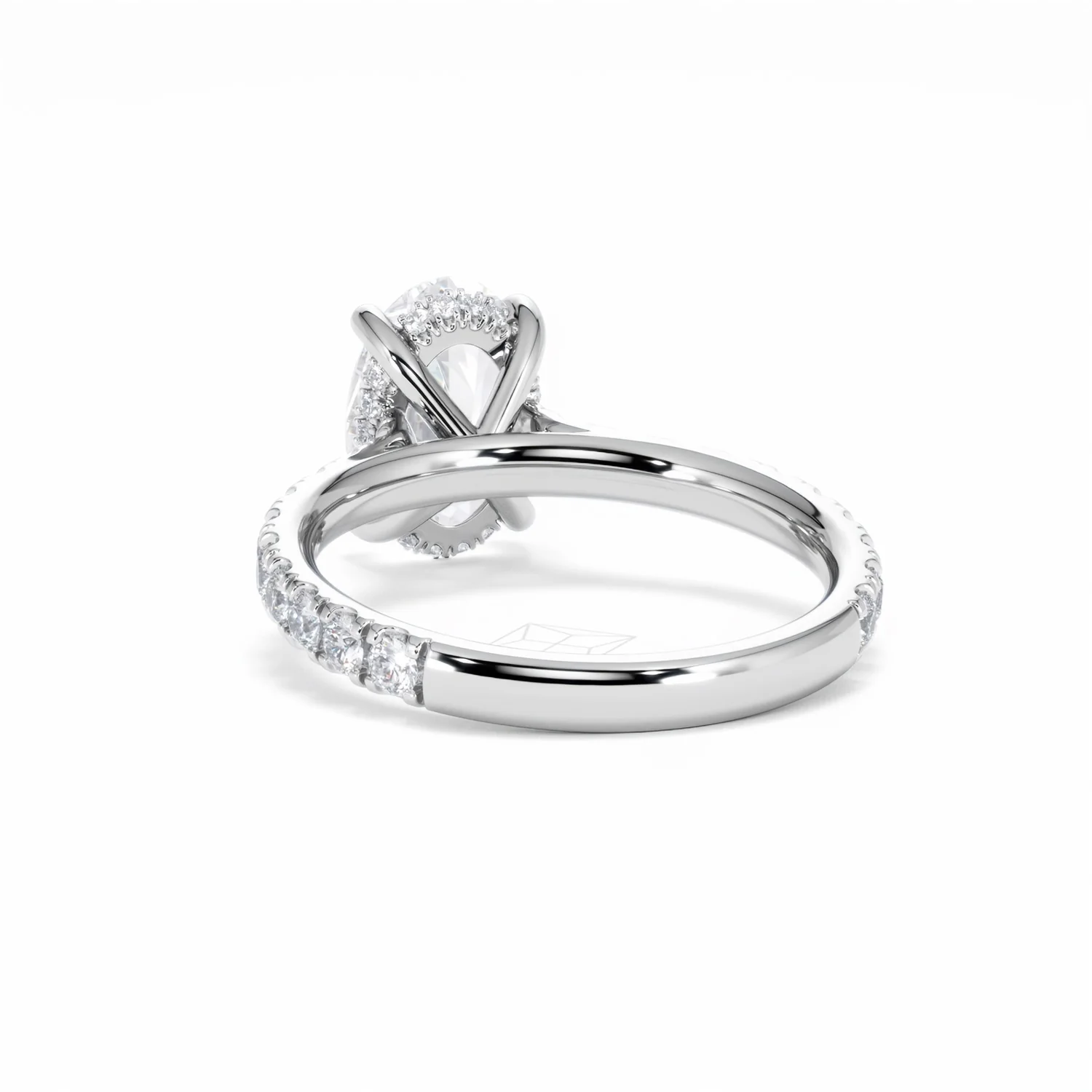 Amora Oval 2.00ct Hidden Halo Lab Diamond Engagement Ring With Side Stones Set in 18K White Gold - Image 52