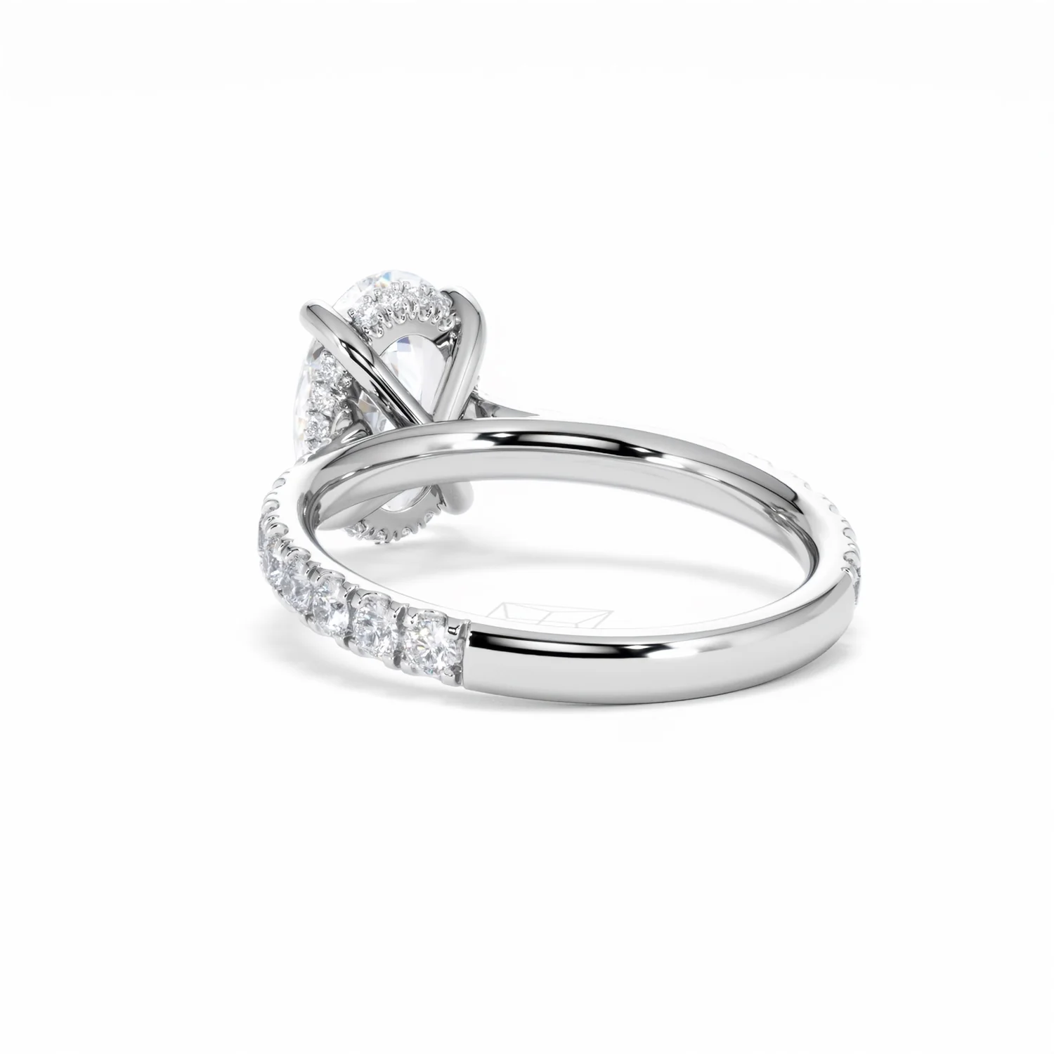 Amora Oval 2.00ct Hidden Halo Lab Diamond Engagement Ring With Side Stones Set in 18K White Gold - Image 54