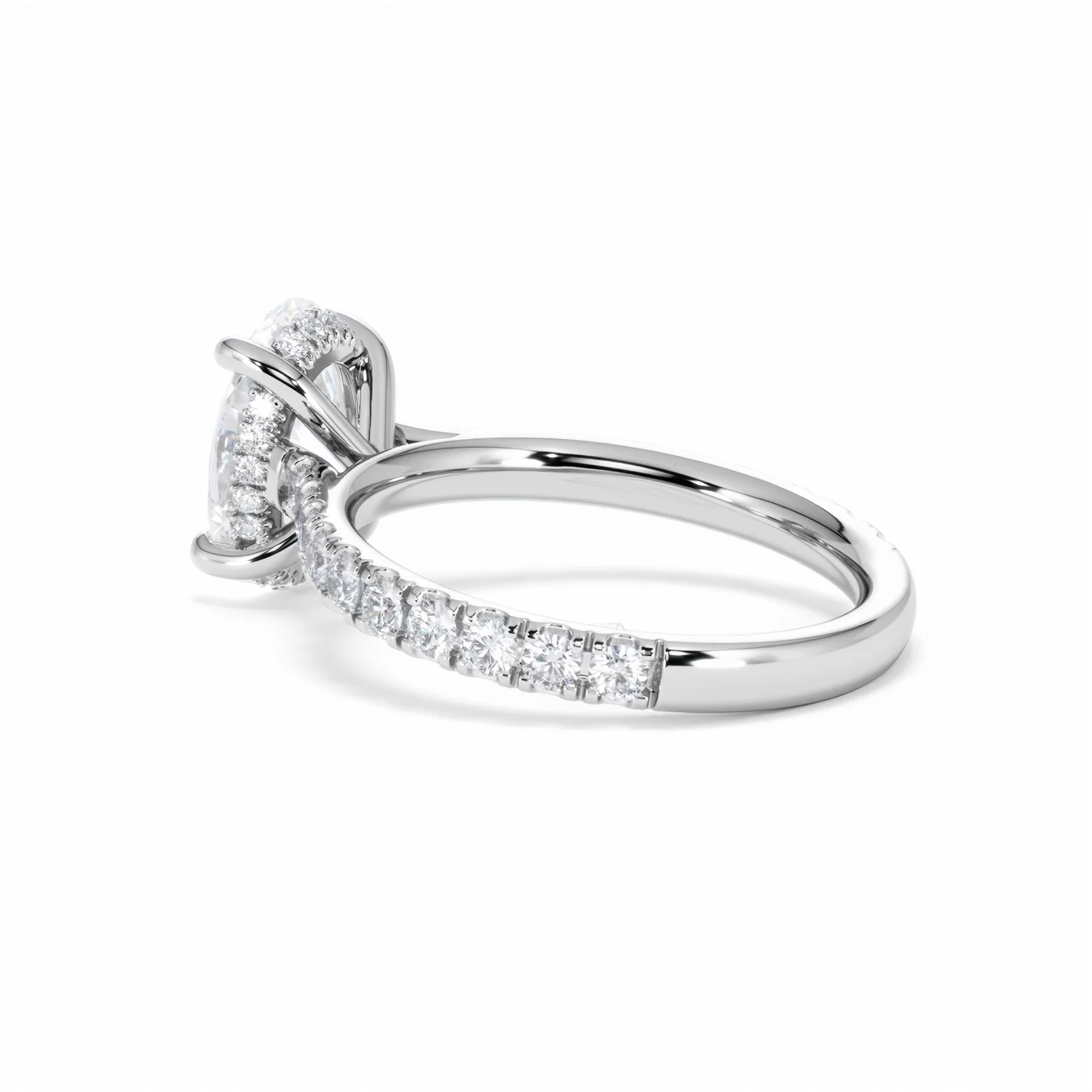 Amora Oval 2.00ct Hidden Halo Lab Diamond Engagement Ring With Side Stones Set in 18K White Gold - Image 60