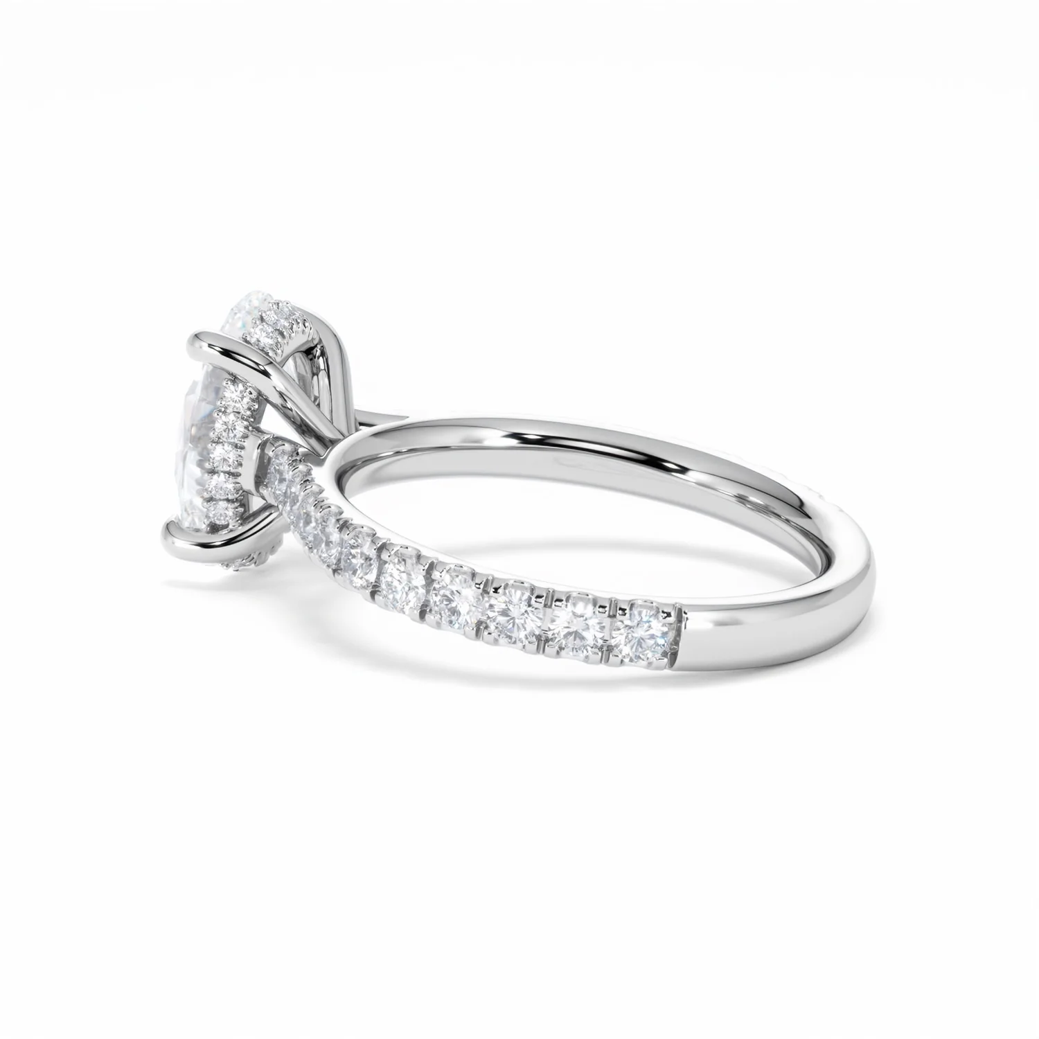 Amora Oval 2.00ct Hidden Halo Lab Diamond Engagement Ring With Side Stones Set in 18K White Gold - Image 62
