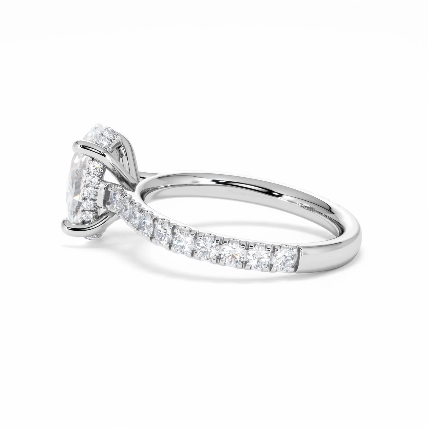 Amora Oval 2.00ct Hidden Halo Lab Diamond Engagement Ring With Side Stones Set in 18K White Gold - Image 64