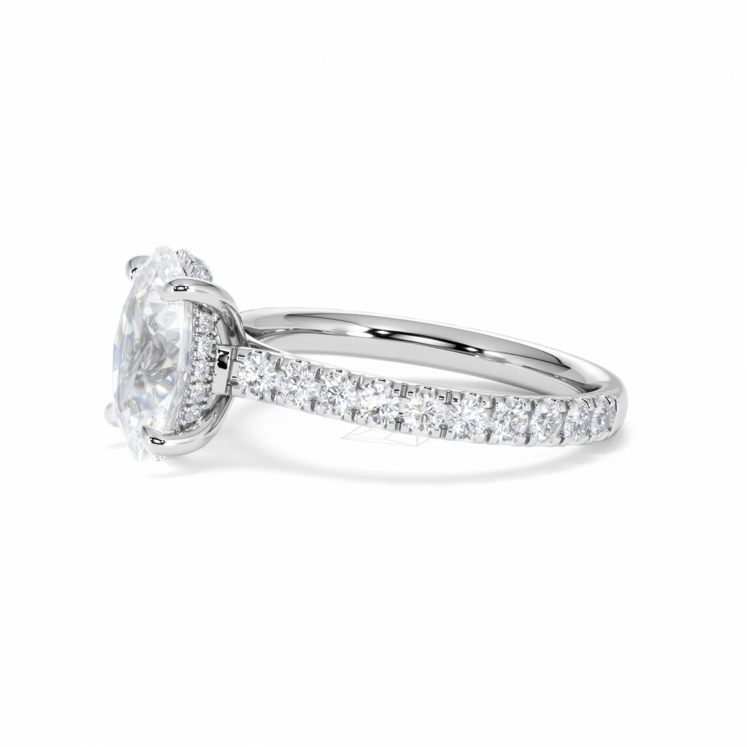 Amora Oval 2.00ct Hidden Halo Lab Diamond Engagement Ring With Side Stones Set in 18K White Gold - Image 73