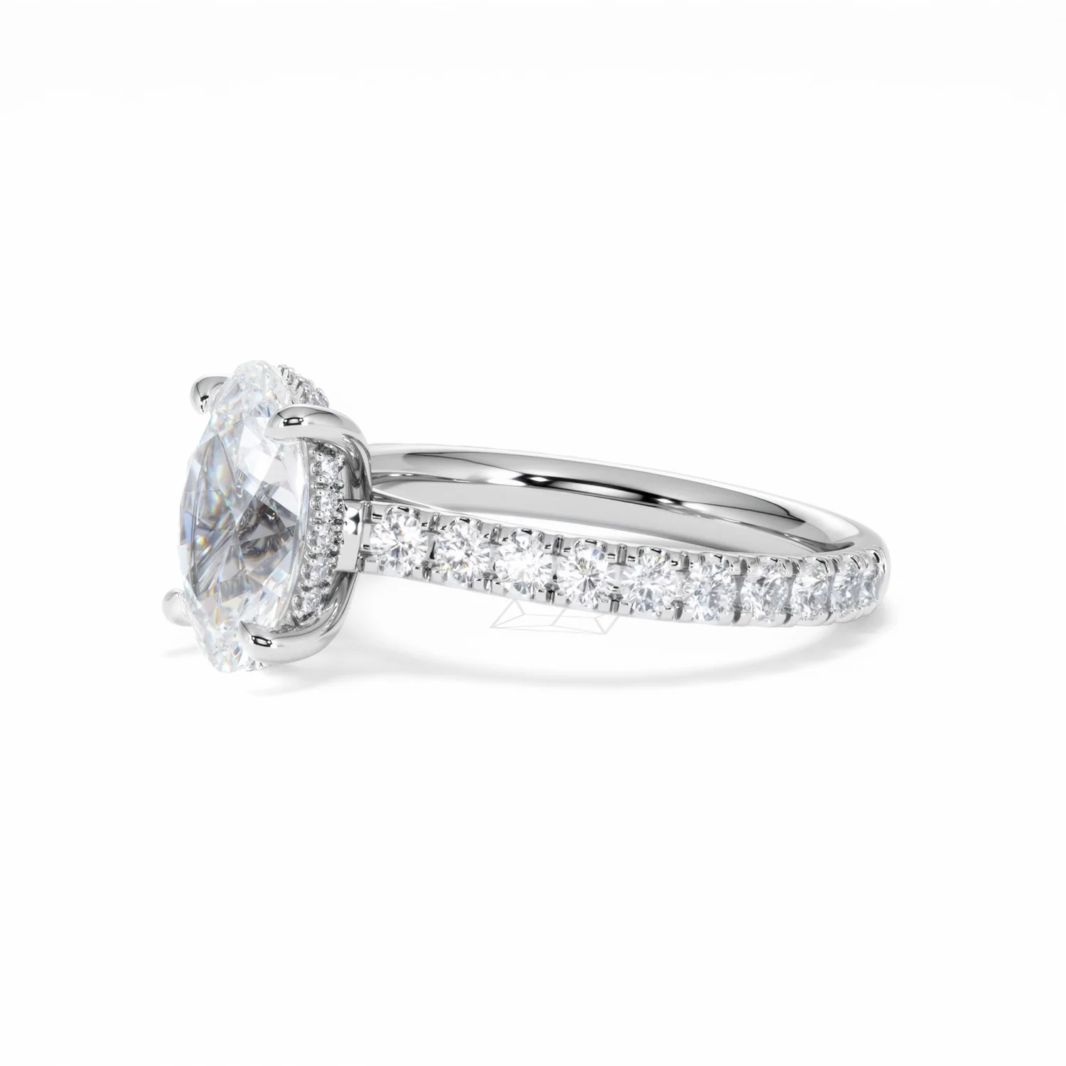 Amora Oval 2.00ct Hidden Halo Lab Diamond Engagement Ring With Side Stones Set in 18K White Gold - Image 75