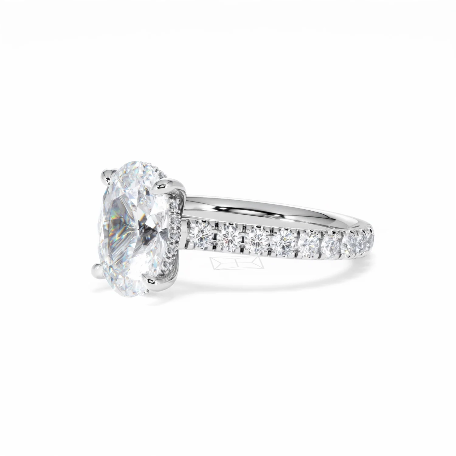 Amora Oval 2.00ct Hidden Halo Lab Diamond Engagement Ring With Side Stones Set in 18K White Gold - Image 79