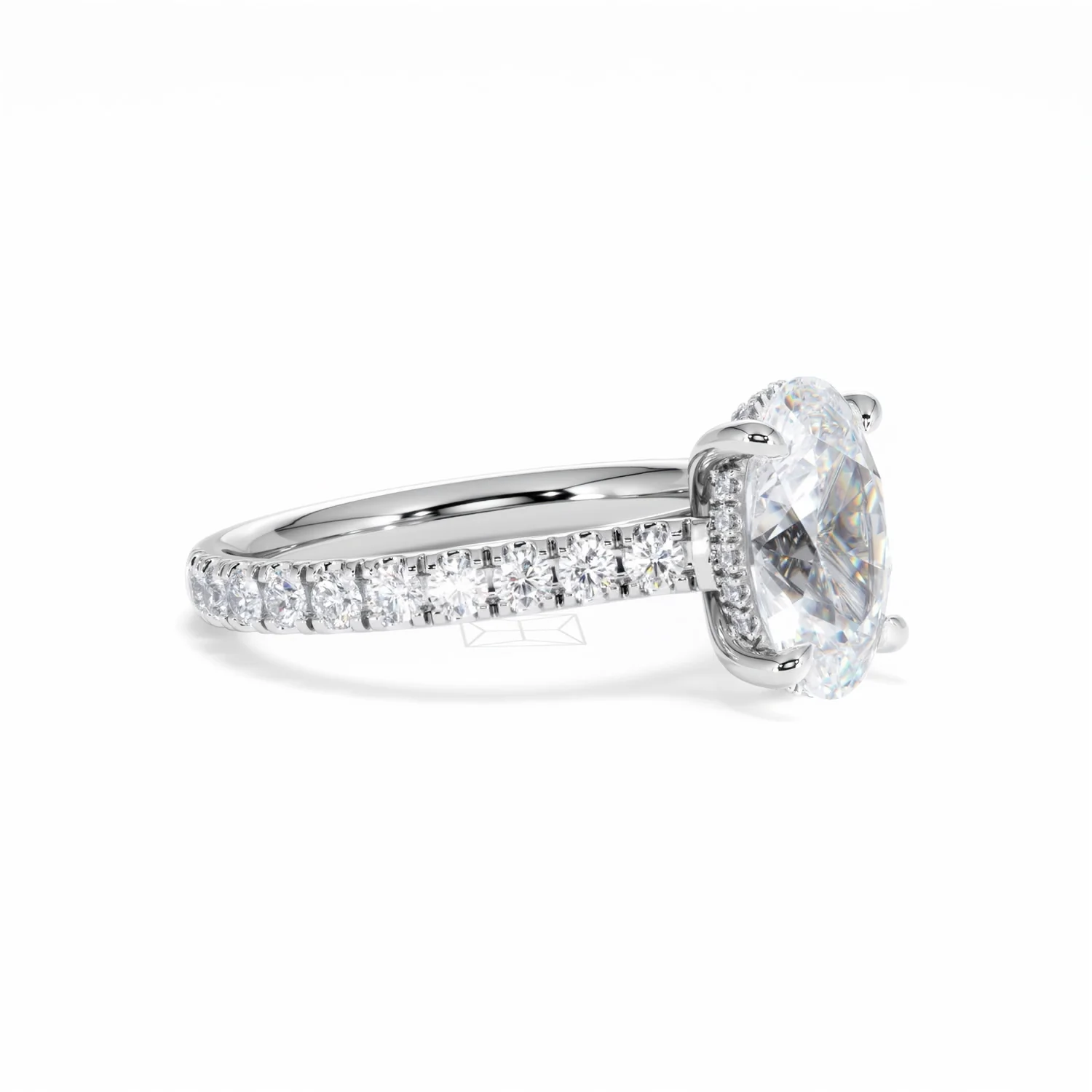 Amora Oval 2.00ct Hidden Halo Lab Diamond Engagement Ring With Side Stones Set in Platinum - Image 21