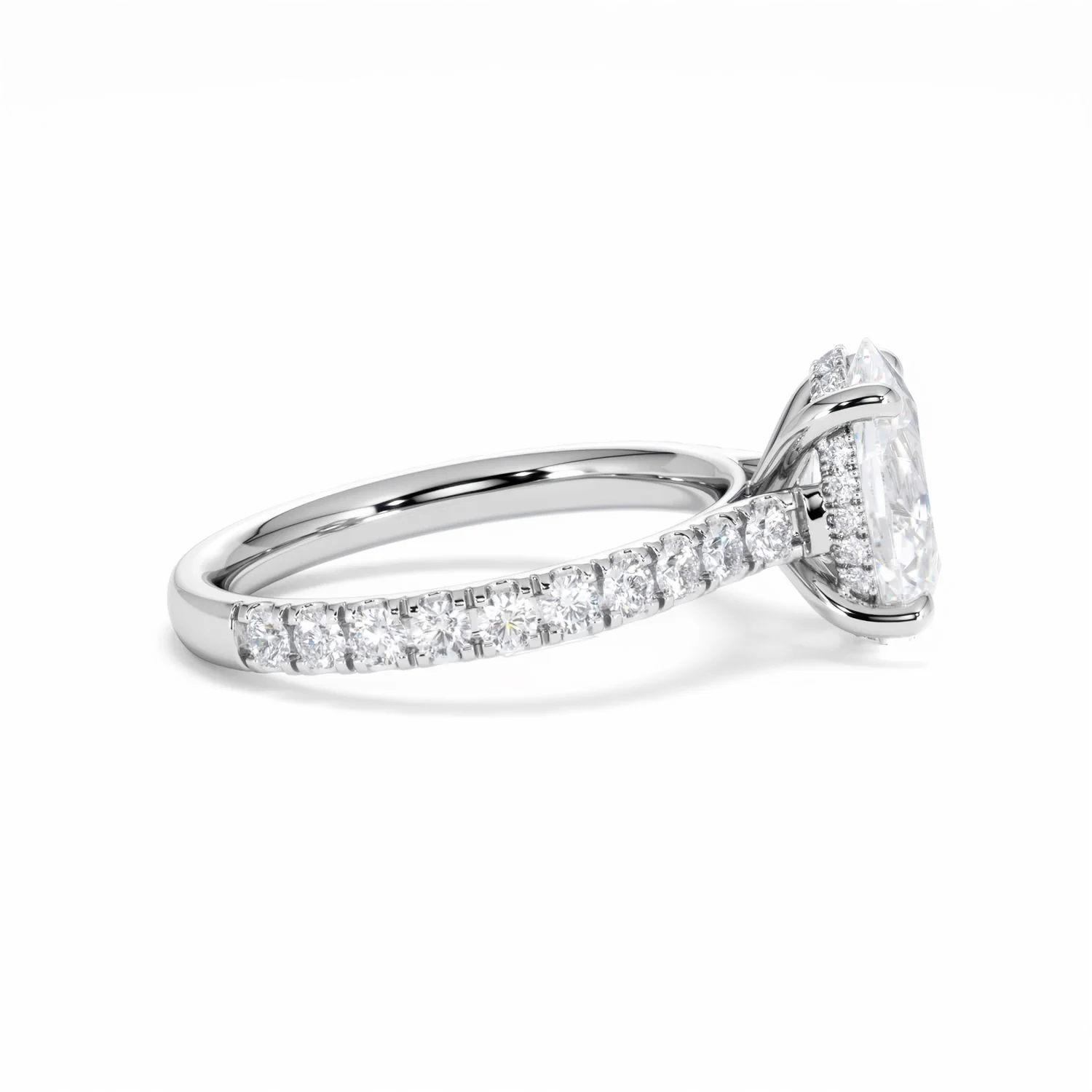 Amora Oval 2.00ct Hidden Halo Lab Diamond Engagement Ring With Side Stones Set in Platinum - Image 29
