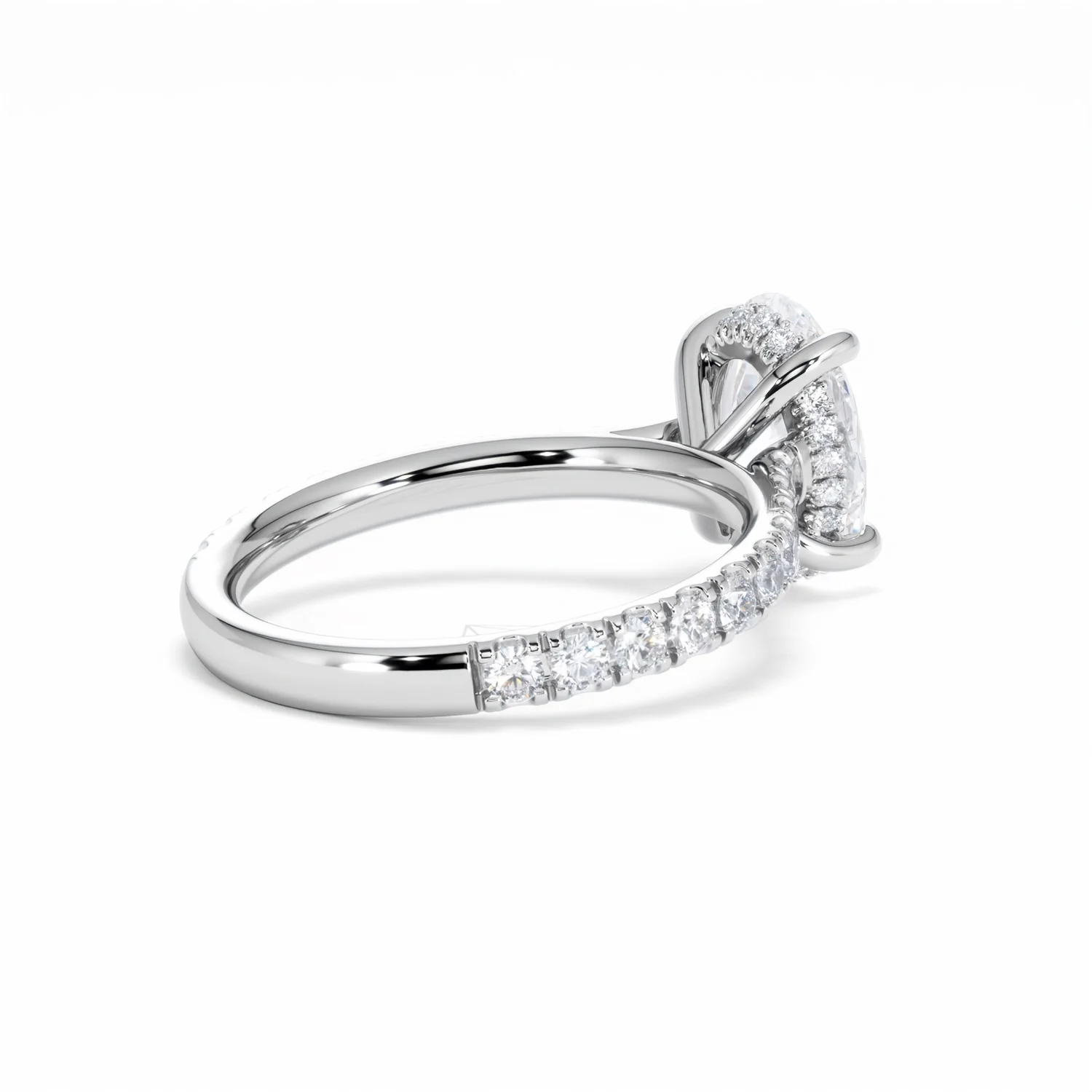 Amora Oval 2.00ct Hidden Halo Lab Diamond Engagement Ring With Side Stones Set in Platinum - Image 39