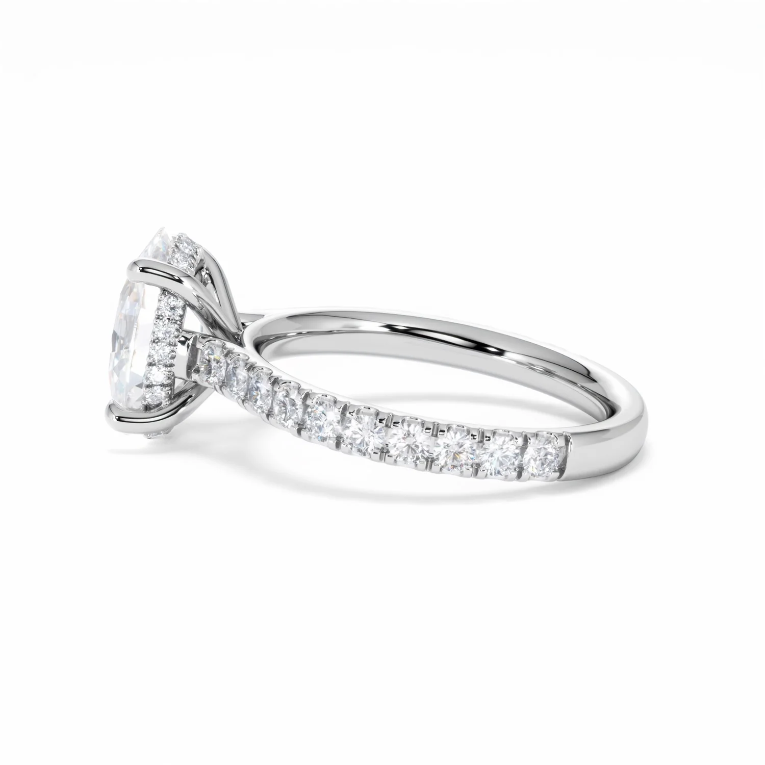 Amora Oval 2.00ct Hidden Halo Lab Diamond Engagement Ring With Side Stones Set in Platinum - Image 68