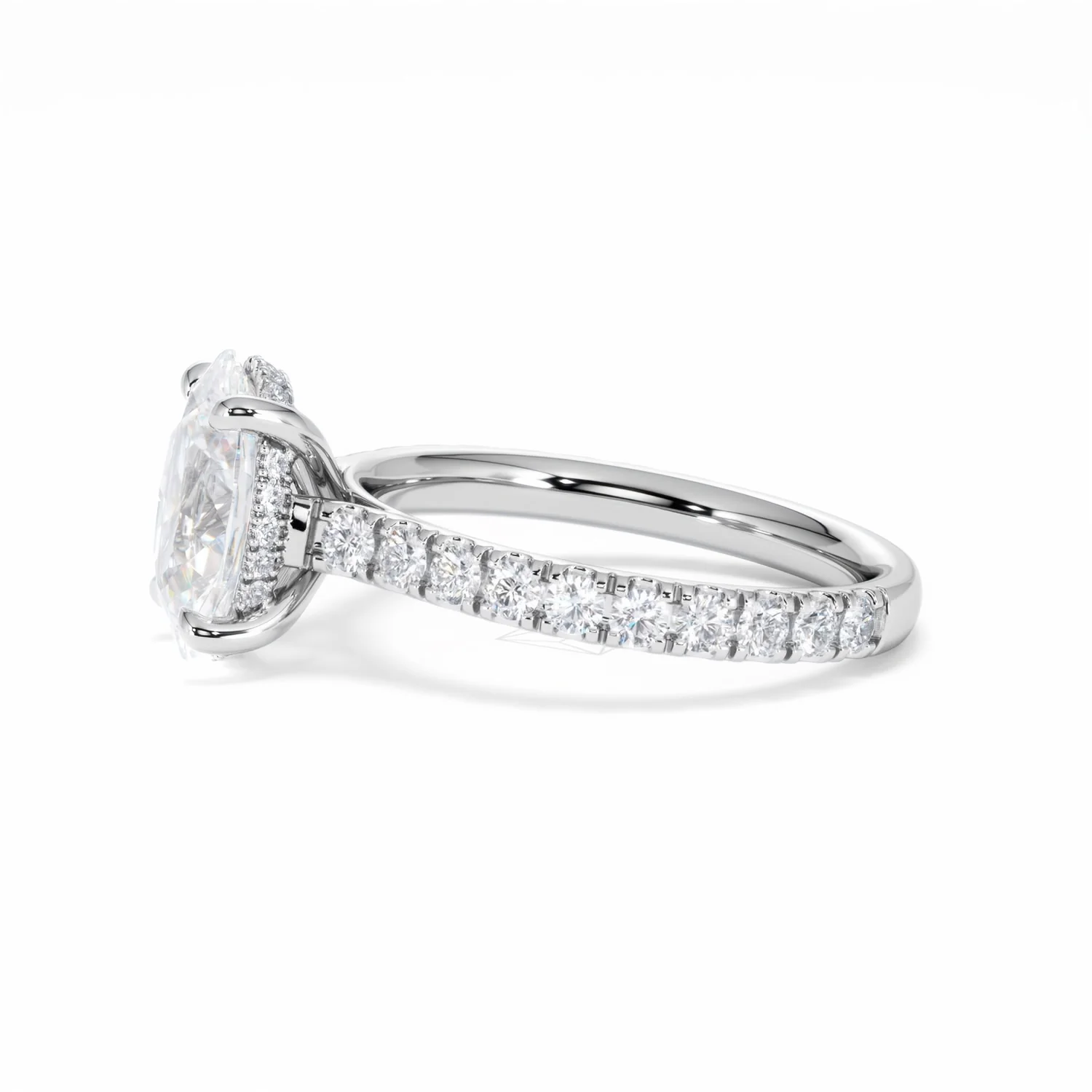 Amora Oval 2.00ct Hidden Halo Lab Diamond Engagement Ring With Side Stones Set in Platinum - Image 73