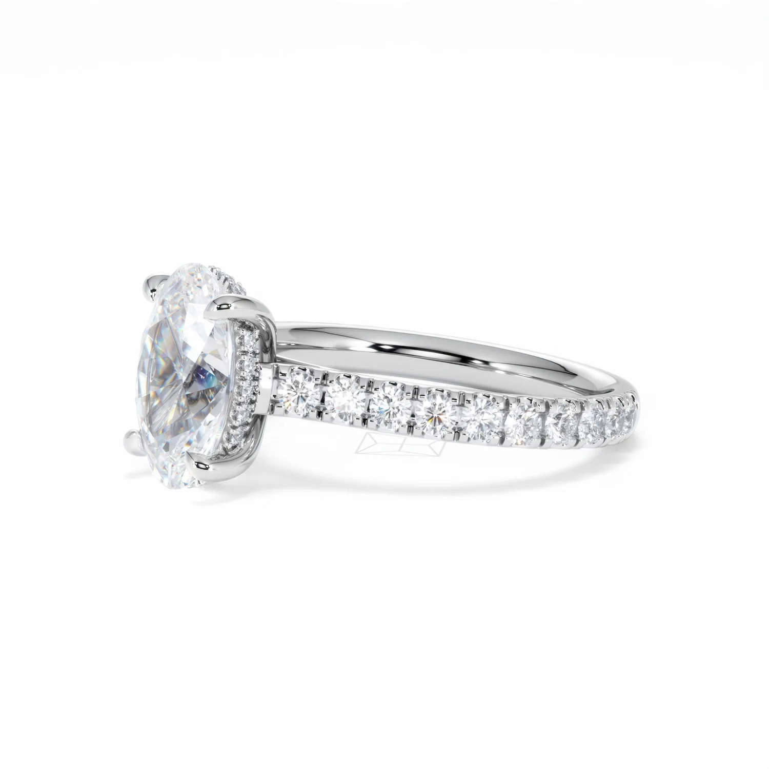 Amora Oval 2.00ct Hidden Halo Lab Diamond Engagement Ring With Side Stones Set in Platinum - Image 78