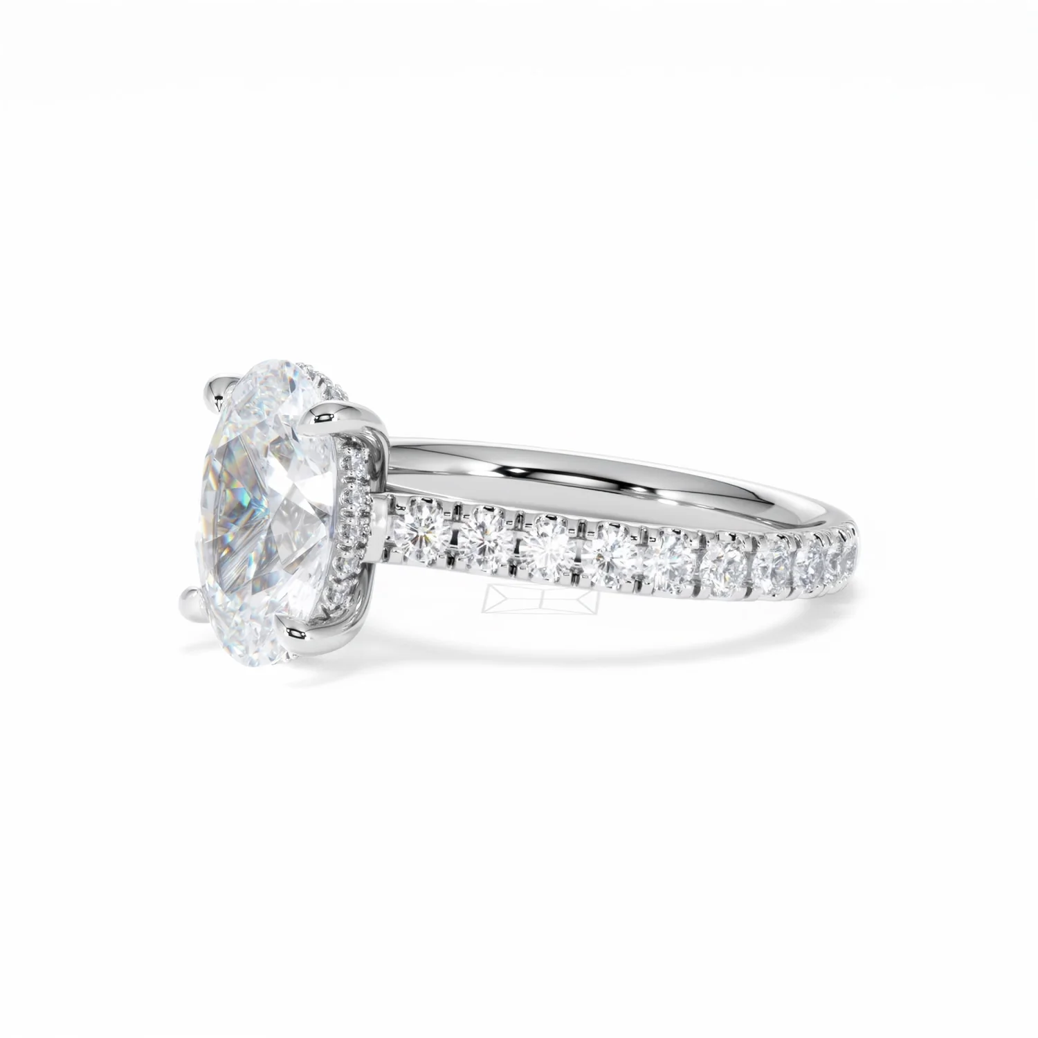 Amora Oval 2.00ct Hidden Halo Lab Diamond Engagement Ring With Side Stones Set in Platinum - Image 79