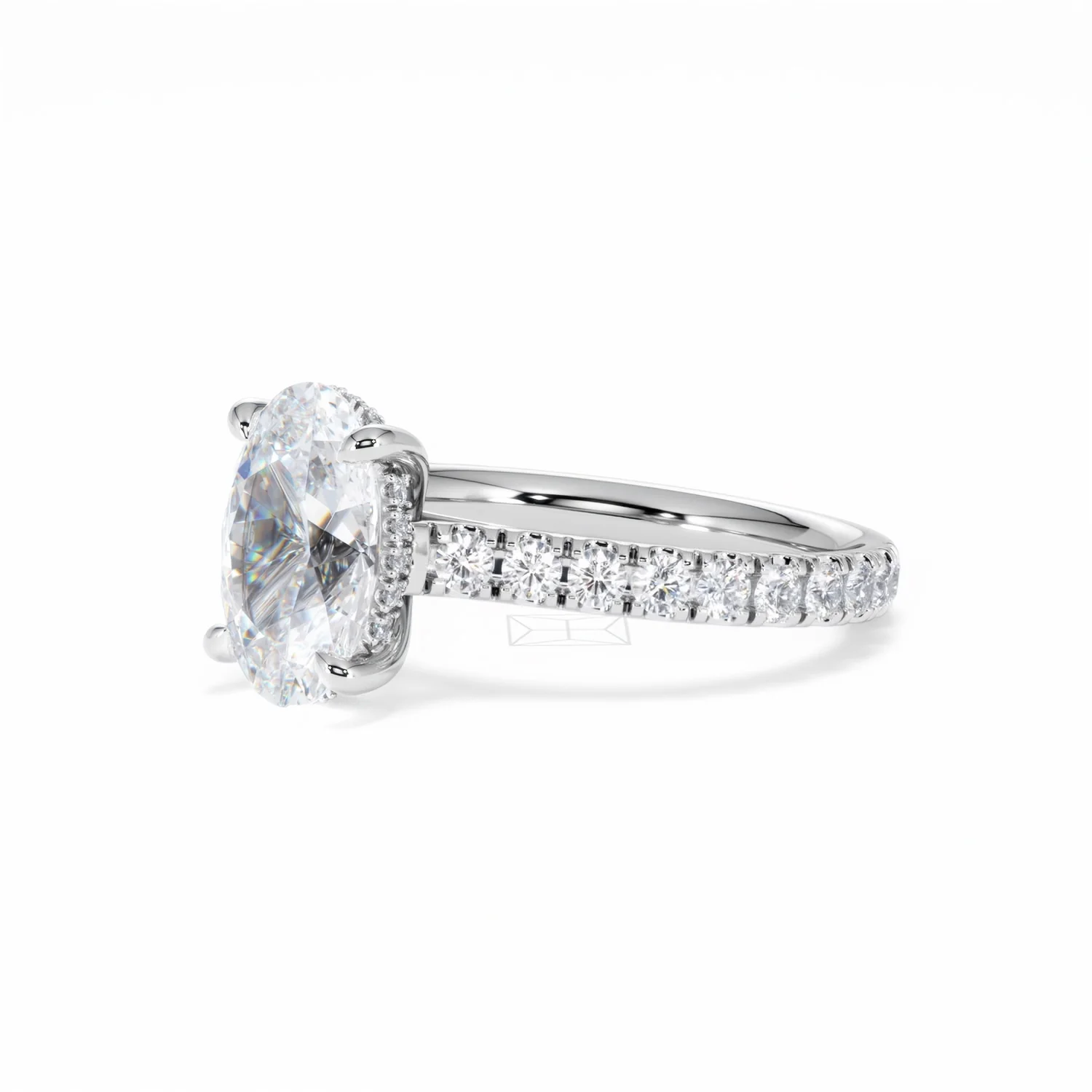 Amora Oval 2.00ct Hidden Halo Lab Diamond Engagement Ring With Side Stones Set in Platinum - Image 80