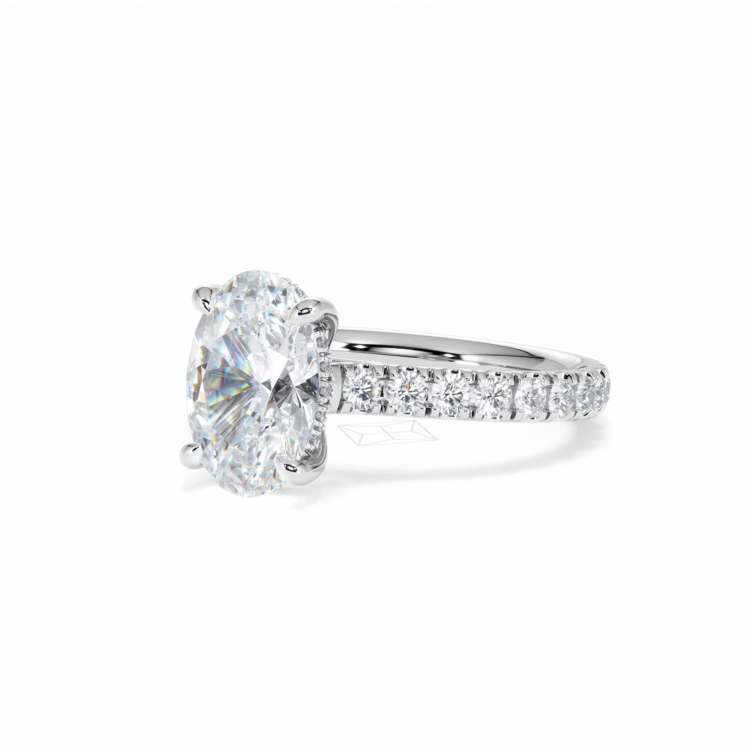 Amora Oval 2.00ct Hidden Halo Lab Diamond Engagement Ring With Side Stones Set in Platinum - Image 83