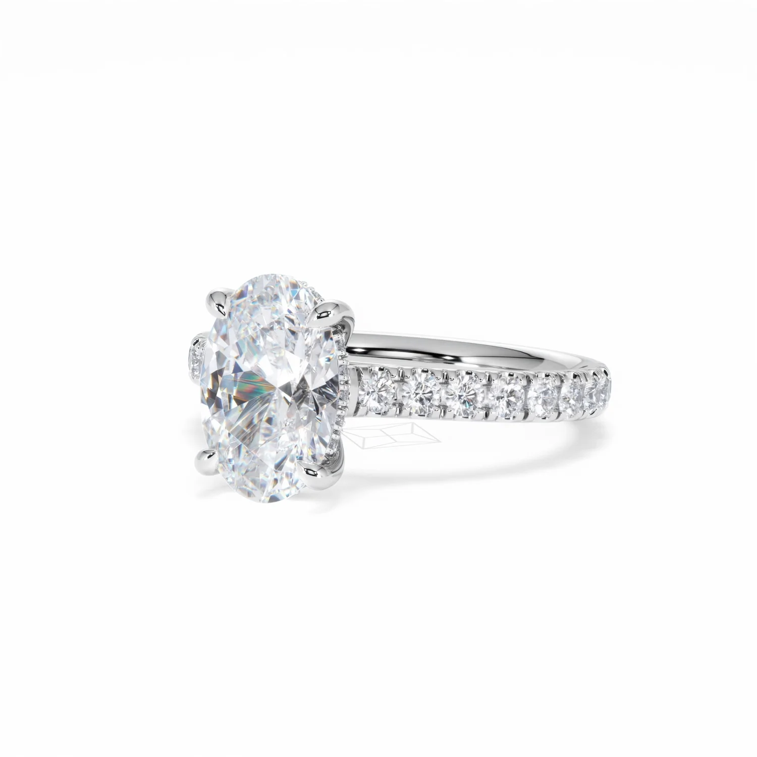 Amora Oval 2.00ct Hidden Halo Lab Diamond Engagement Ring With Side Stones Set in Platinum - Image 84