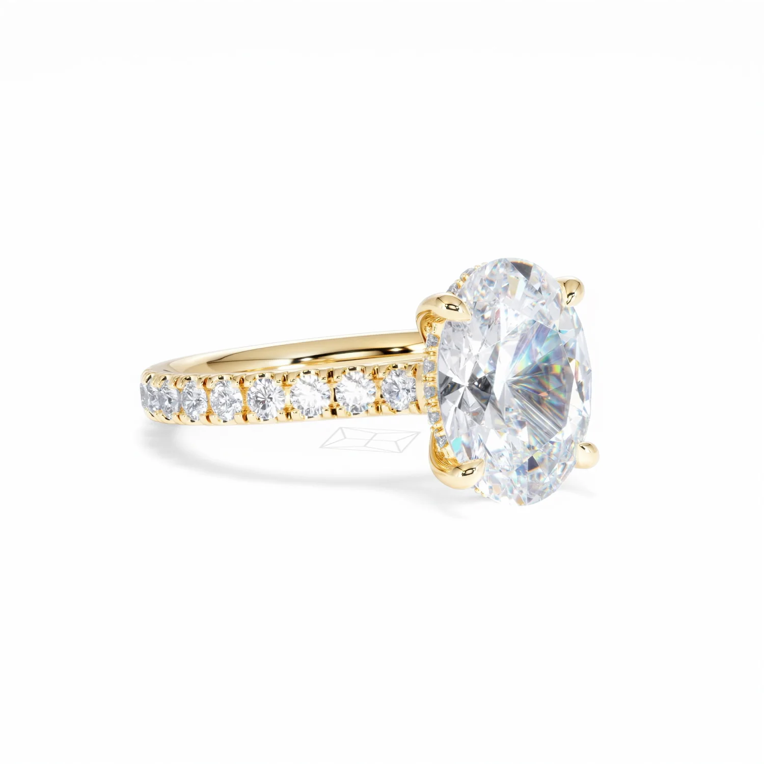 Amora Oval 3.00ct Hidden Halo Lab Diamond Engagement Ring With Side Stones Set in 18K Gold - Image 17