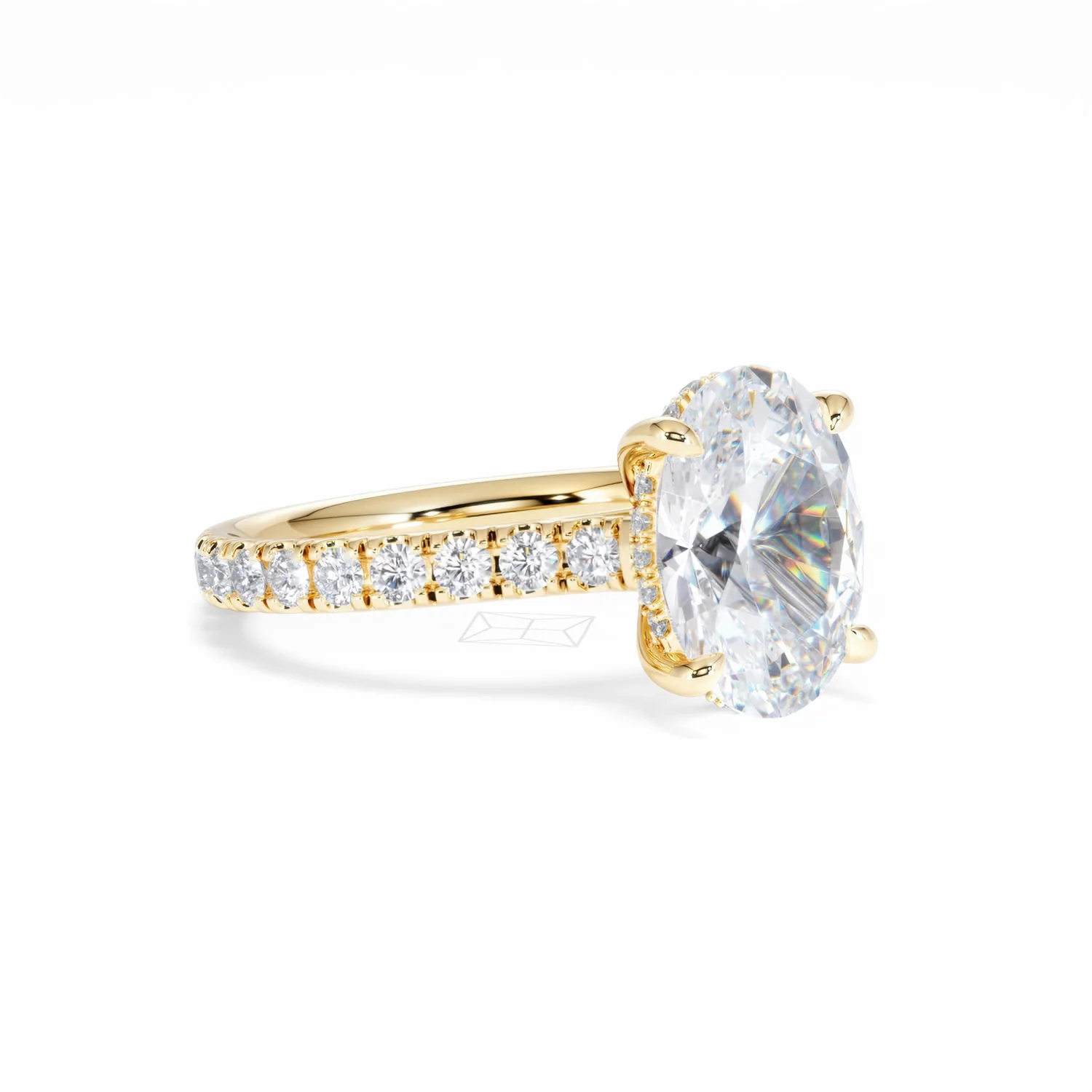 Amora Oval 3.00ct Hidden Halo Lab Diamond Engagement Ring With Side Stones Set in 18K Gold - Image 18
