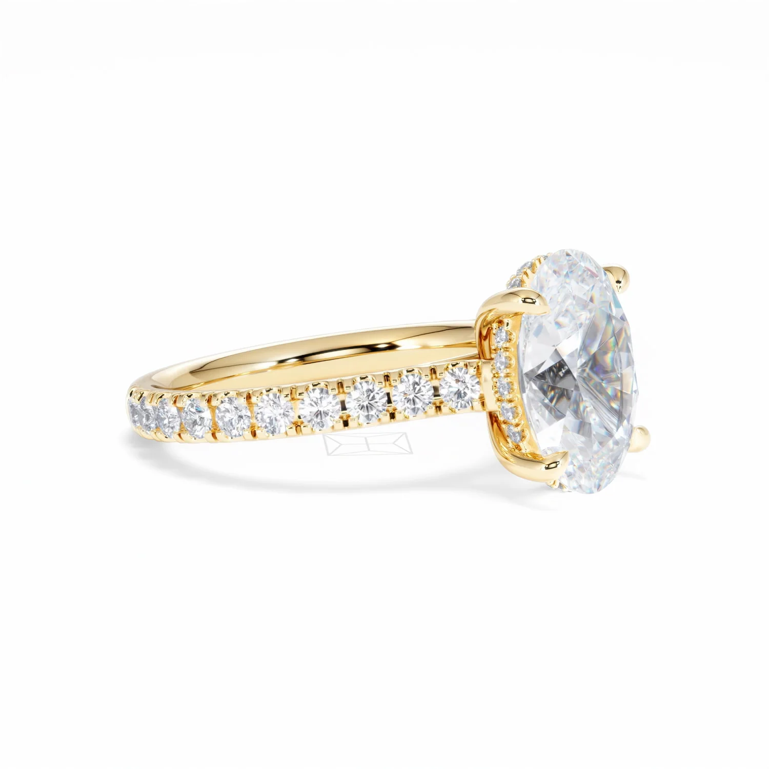 Amora Oval 3.00ct Hidden Halo Lab Diamond Engagement Ring With Side Stones Set in 18K Gold - Image 21